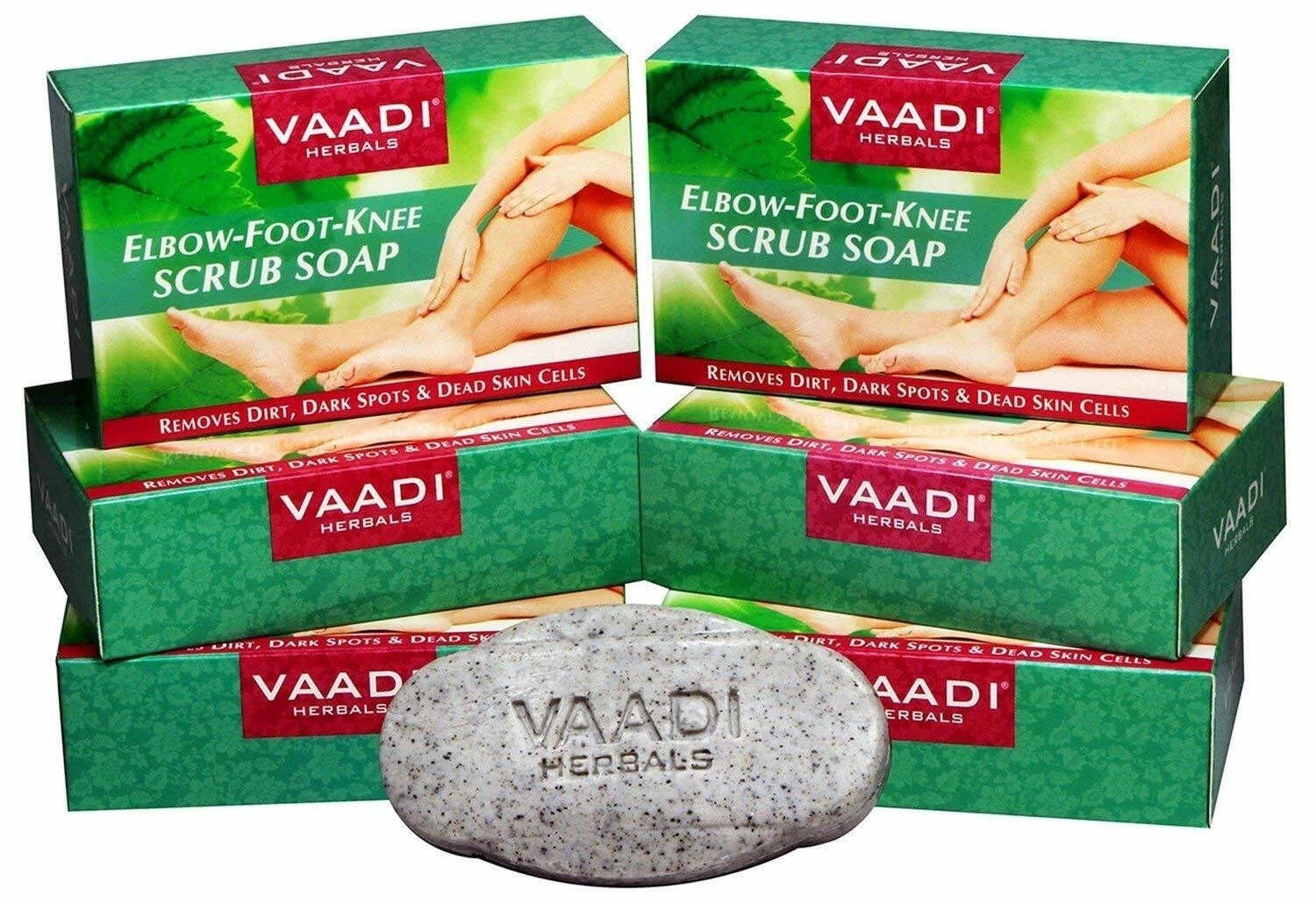 Vaadi Herbals Elbow Foot Knee Scrub Soap with Almond and Walnut Scrub, 75 gm v14