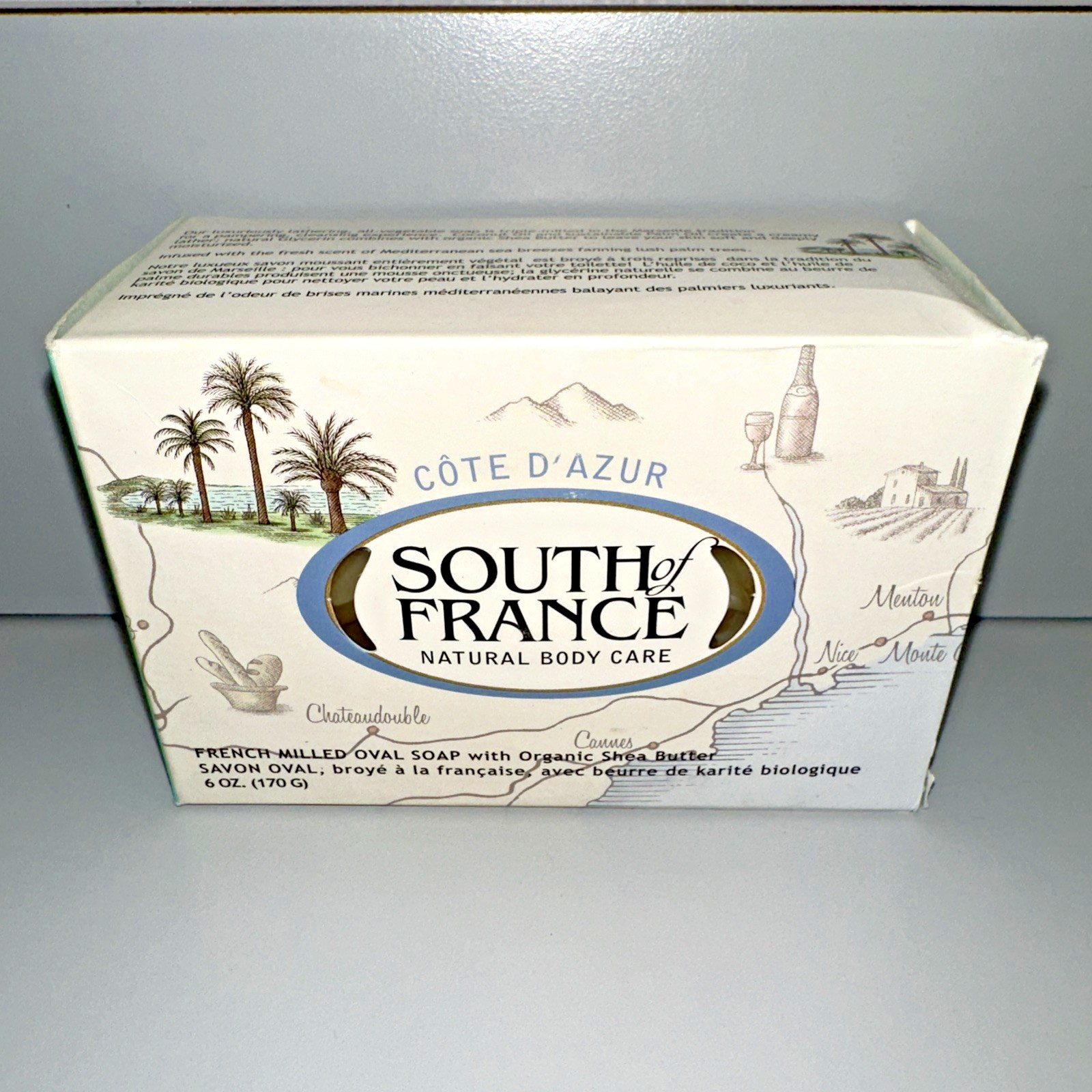 SOUTH OF FRANCE Cote D’Azur French Milled Oval Bar Soap 6 oz
