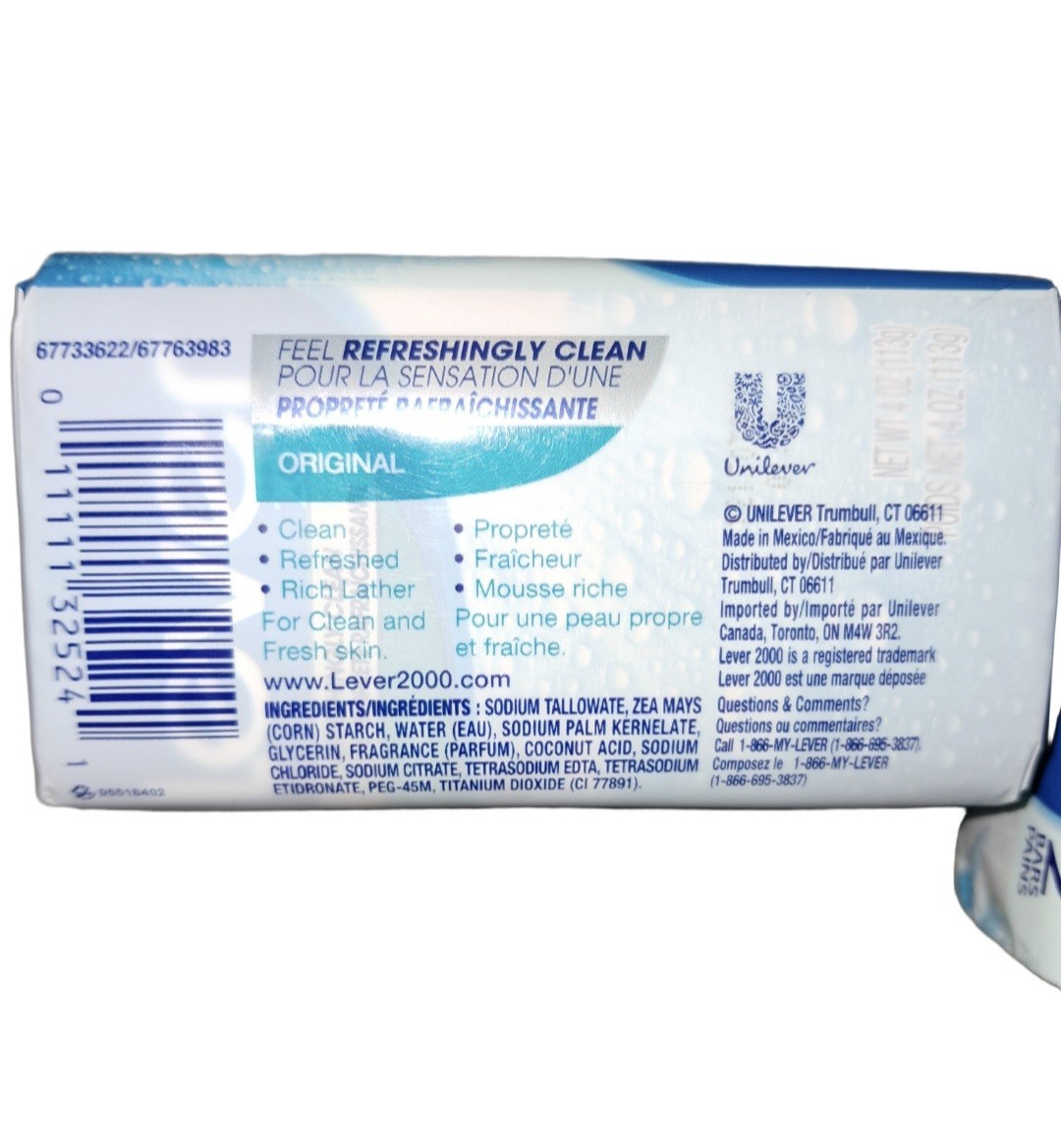 NEW! ORIGINAL LEVER 2000 (4-Bars) 4 Oz. (113g) Refreshingly Clean Feeling Skin!