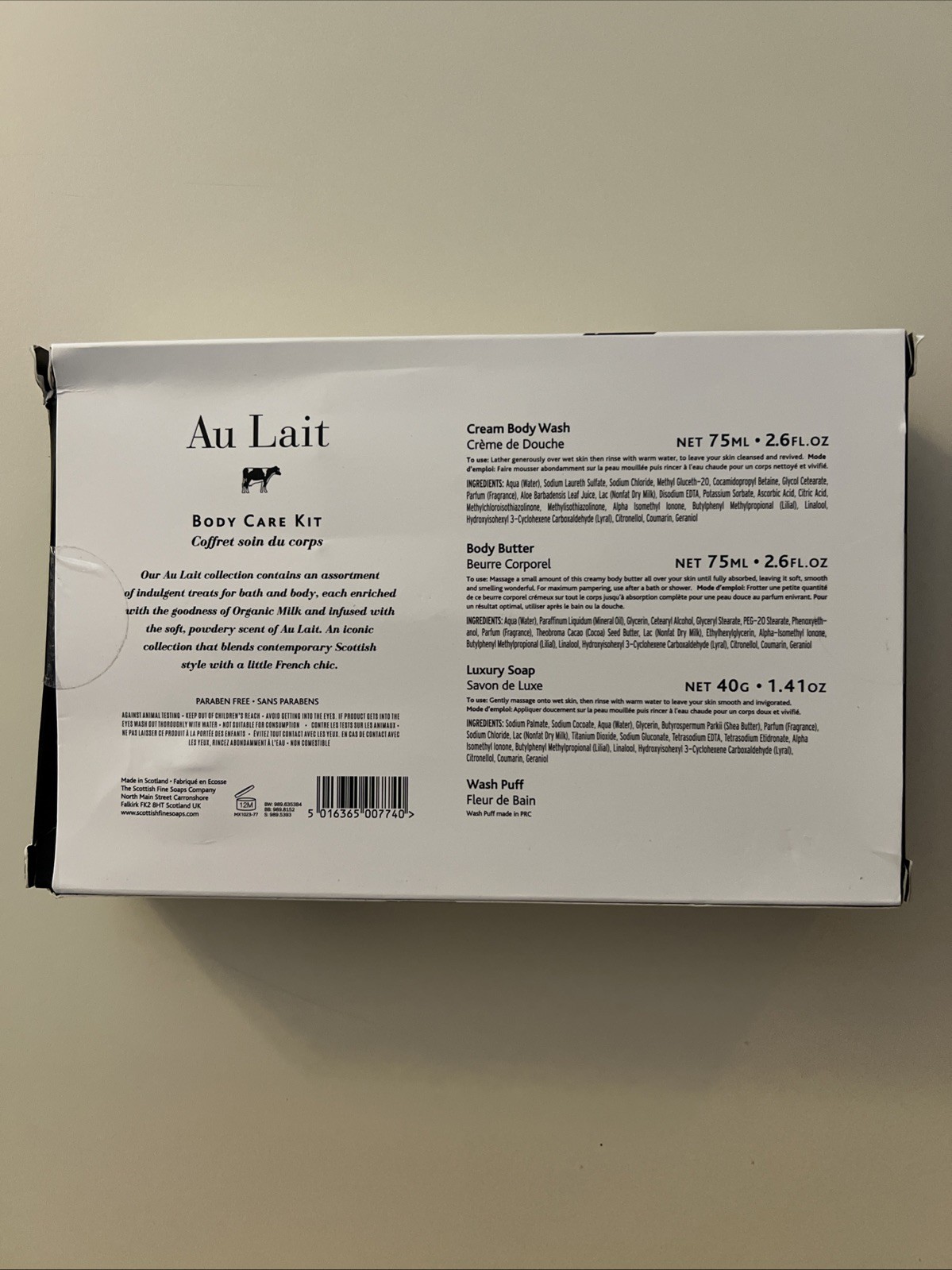 Au Lait Scottish Fine Soaps Mini Pamper Kit Body Wash Soap Body Butter ~ NEW