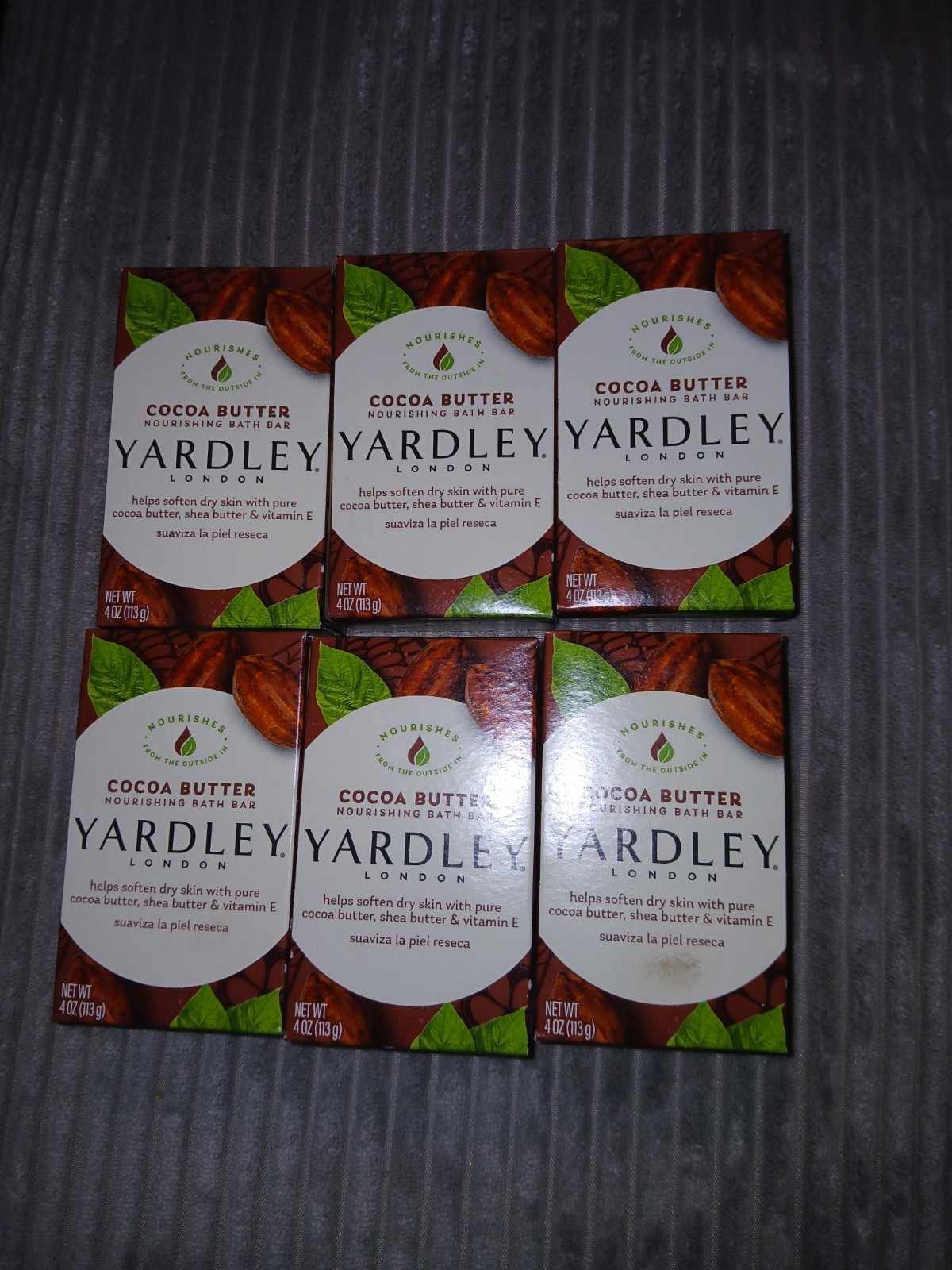 6 Pack Yardley London Bath Bar Soap Cocoa Shea Butter & Vitamin E 4 oz Each