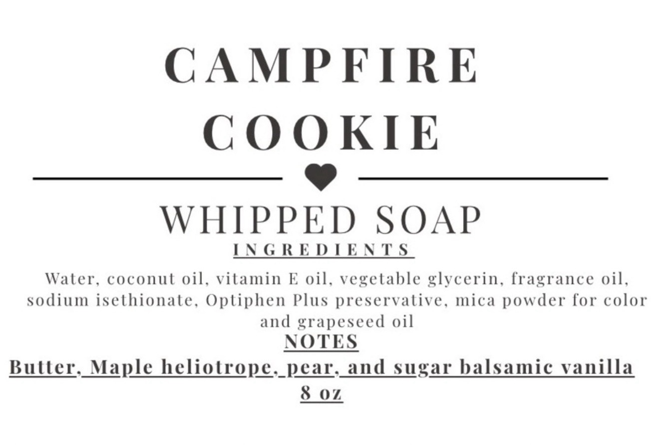 CW Petals & Peaks Campfire Cookie Whipped Soap Handcrafted 8 oz for Body & Hands
