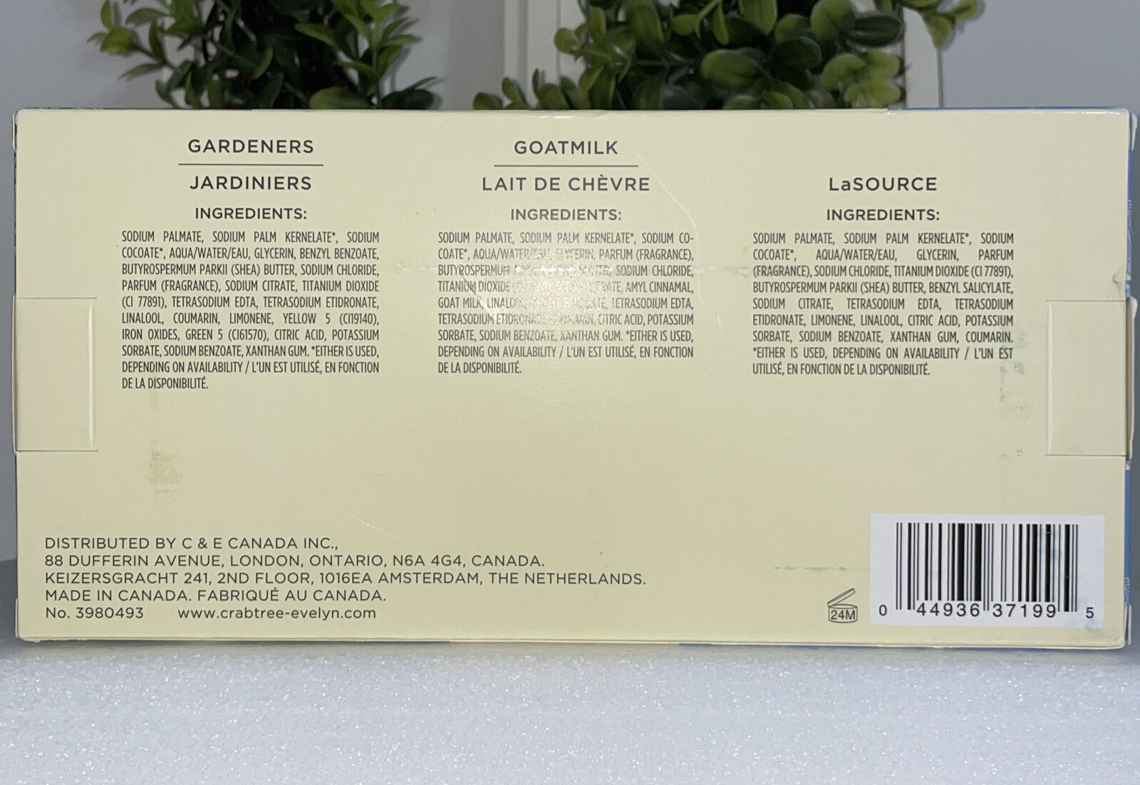 Crabtree & Evelyn Essentials Soap Trio La Source GOATMILK GARDENERS 3 Bar Soap