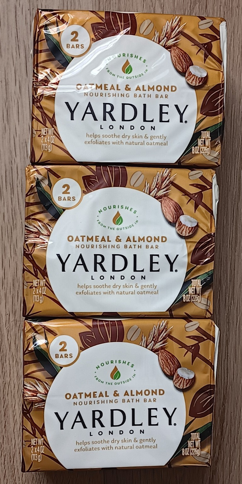 Yardley London Oatmeal & Almond Naturally Moisturizing Bath Bar Soap Lot Gentle