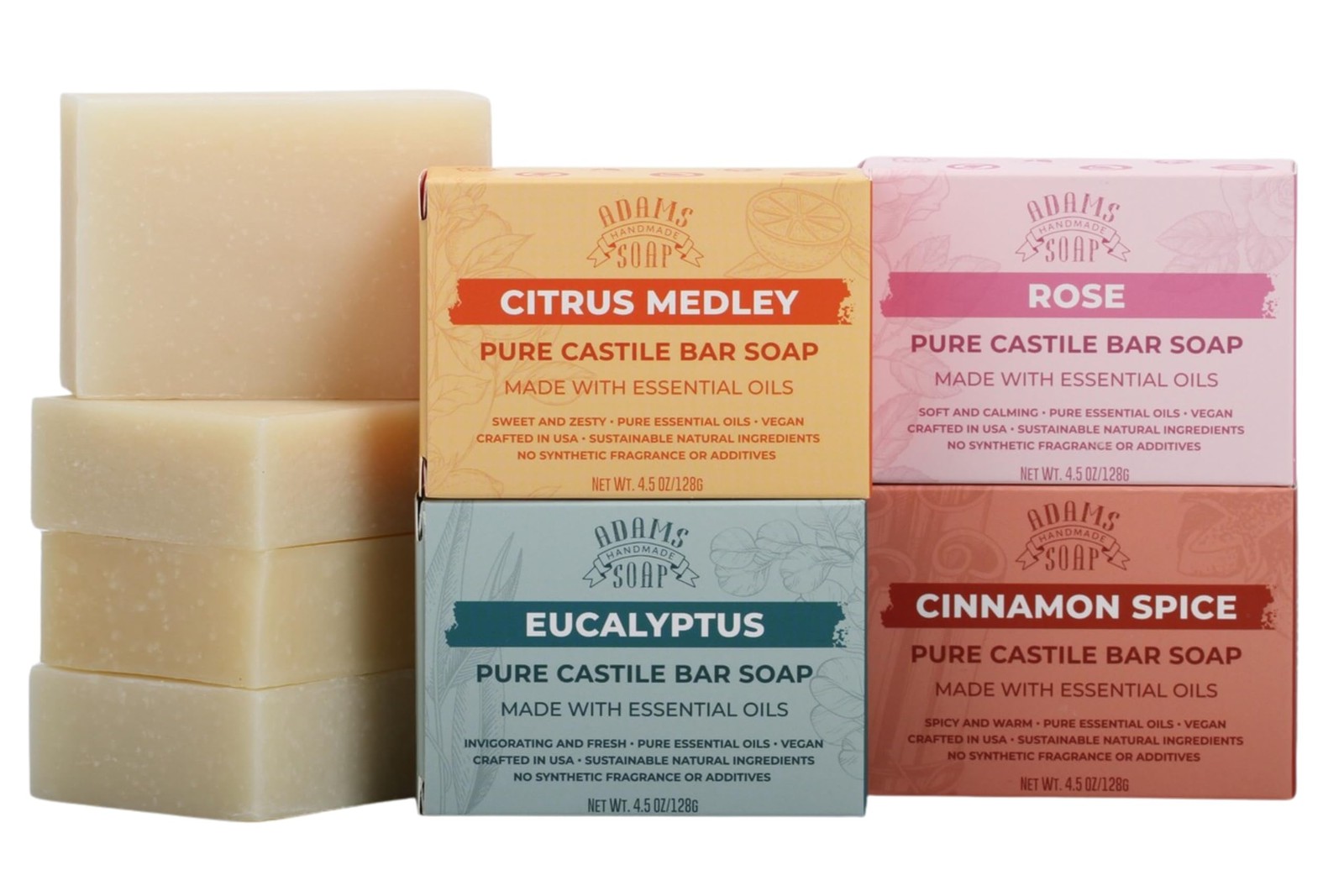 Variety Pack – 4 Bar Set: Cinnamon Spice, Eucalyptus, Rose, Citrus Medley | V…