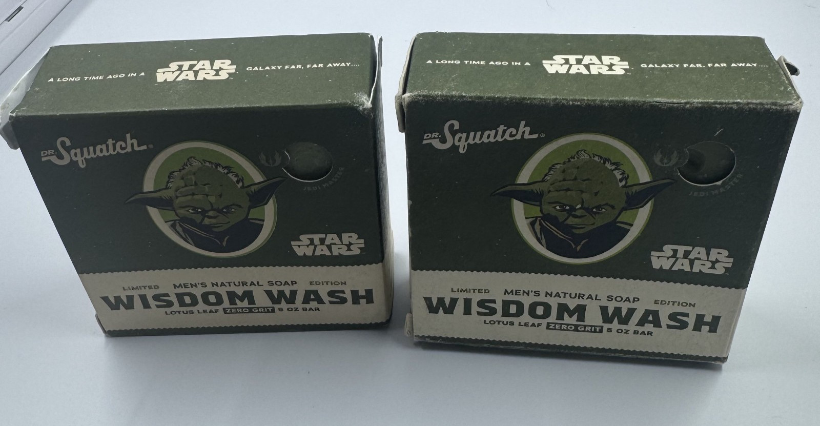 Lot of 2 -Dr. Squatch WISDOM WASH Star Wars Yoda Natural Bar Soap for Men, 5 oz