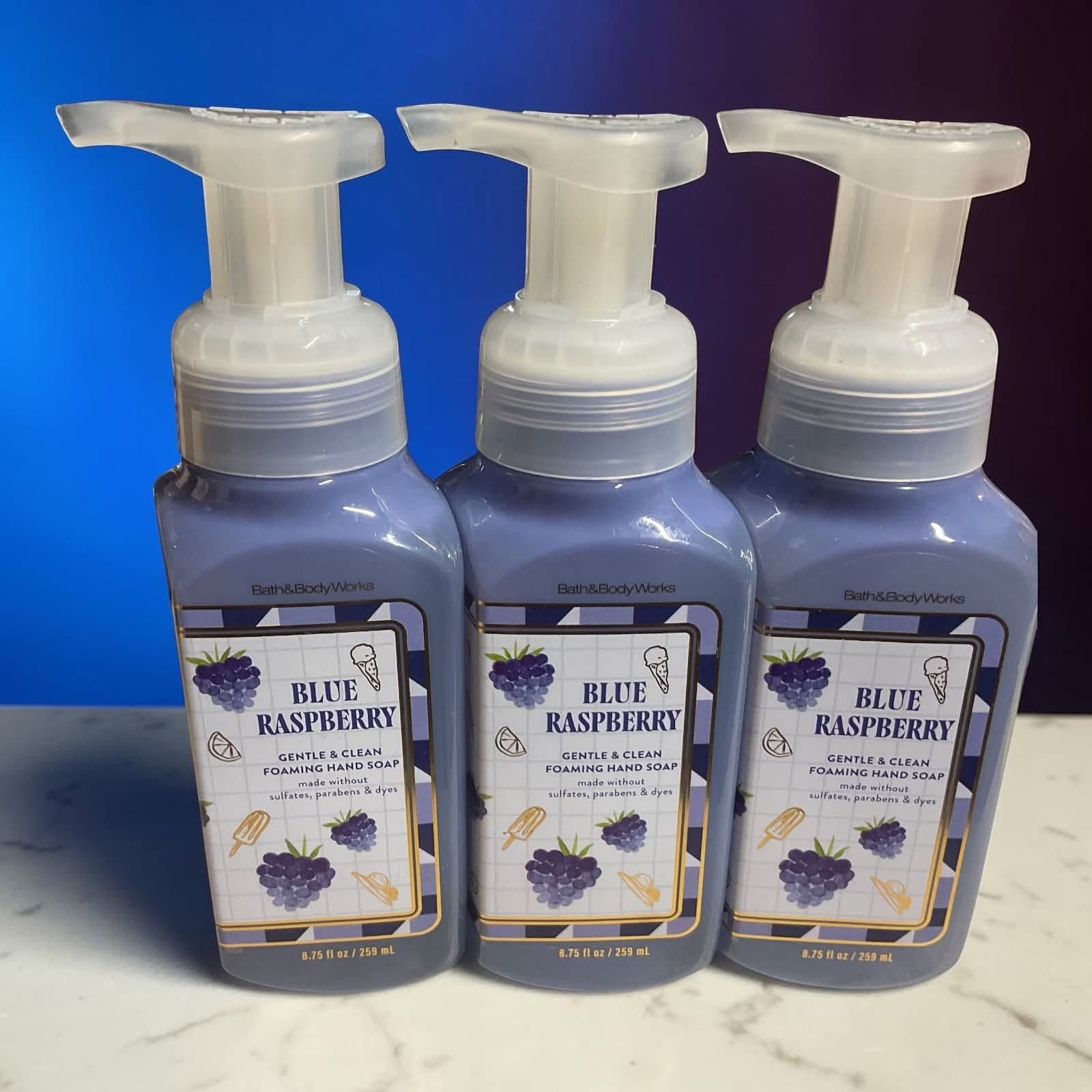 Bath & Body Works Blue Raspberry Foaming Hand Soap Set of 3