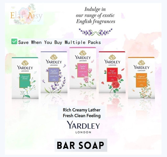 Yardley London Soap Bar 100g 3 Pack – Lavender Sandalwood English Rose Red Rose