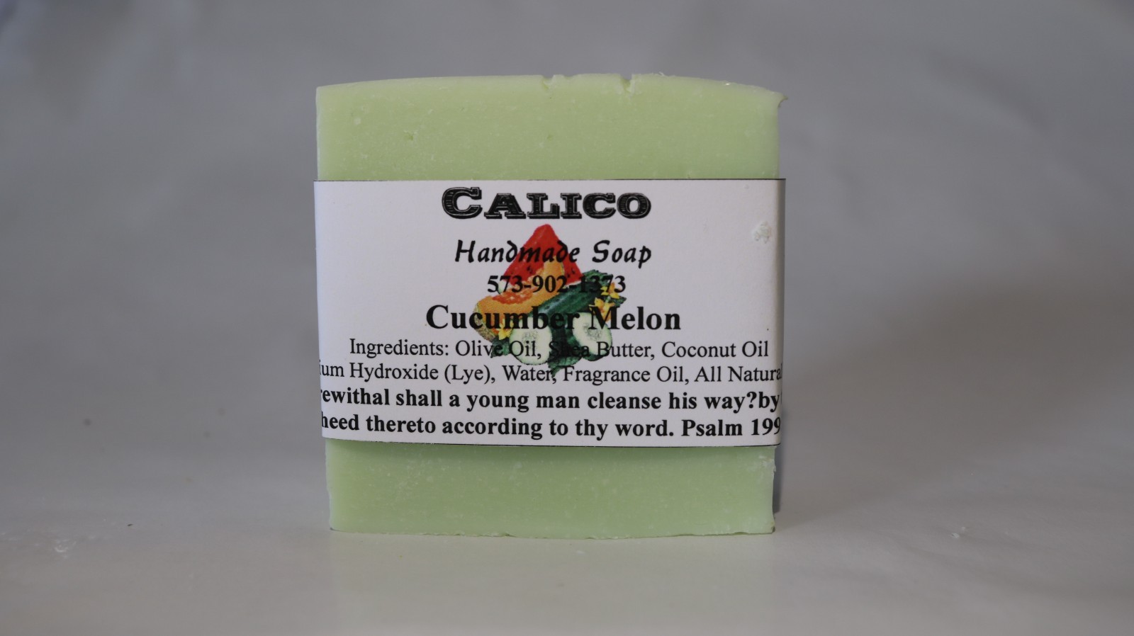 Cucumber Melon Handmade Lye Soap- Sold by a Soap maker-for normal to dry skin