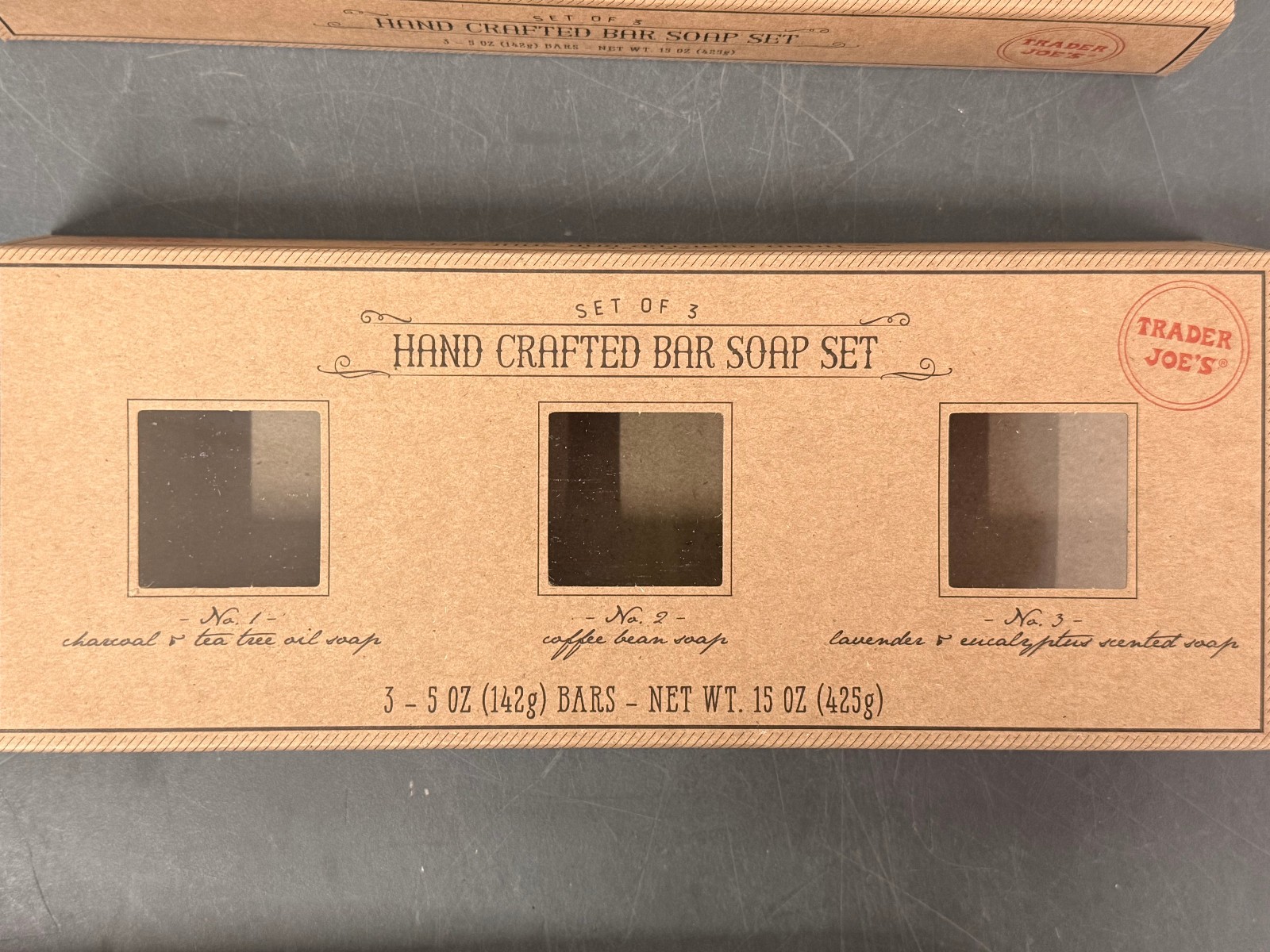 4 SETS Trader Joe’s Hand Crafted Charcoal, Coffee Bean Lavender Bar Soap 069042
