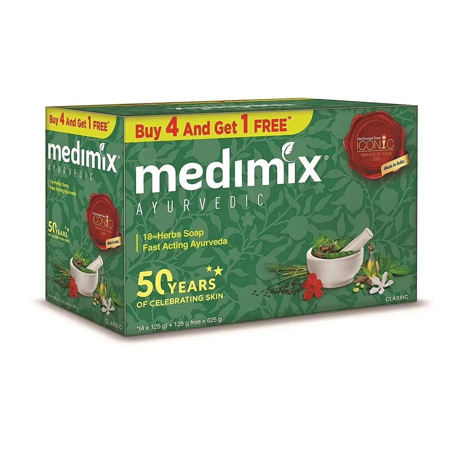 5 X 125g Medimix Ayurvedic Classic 18 Herbs Soap Free Ship