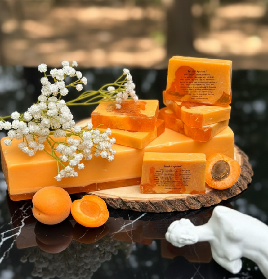 Apricot & Handmade Soap Bars. 100% Natural, Aromatherapy 4 Soaps Made in Latvia