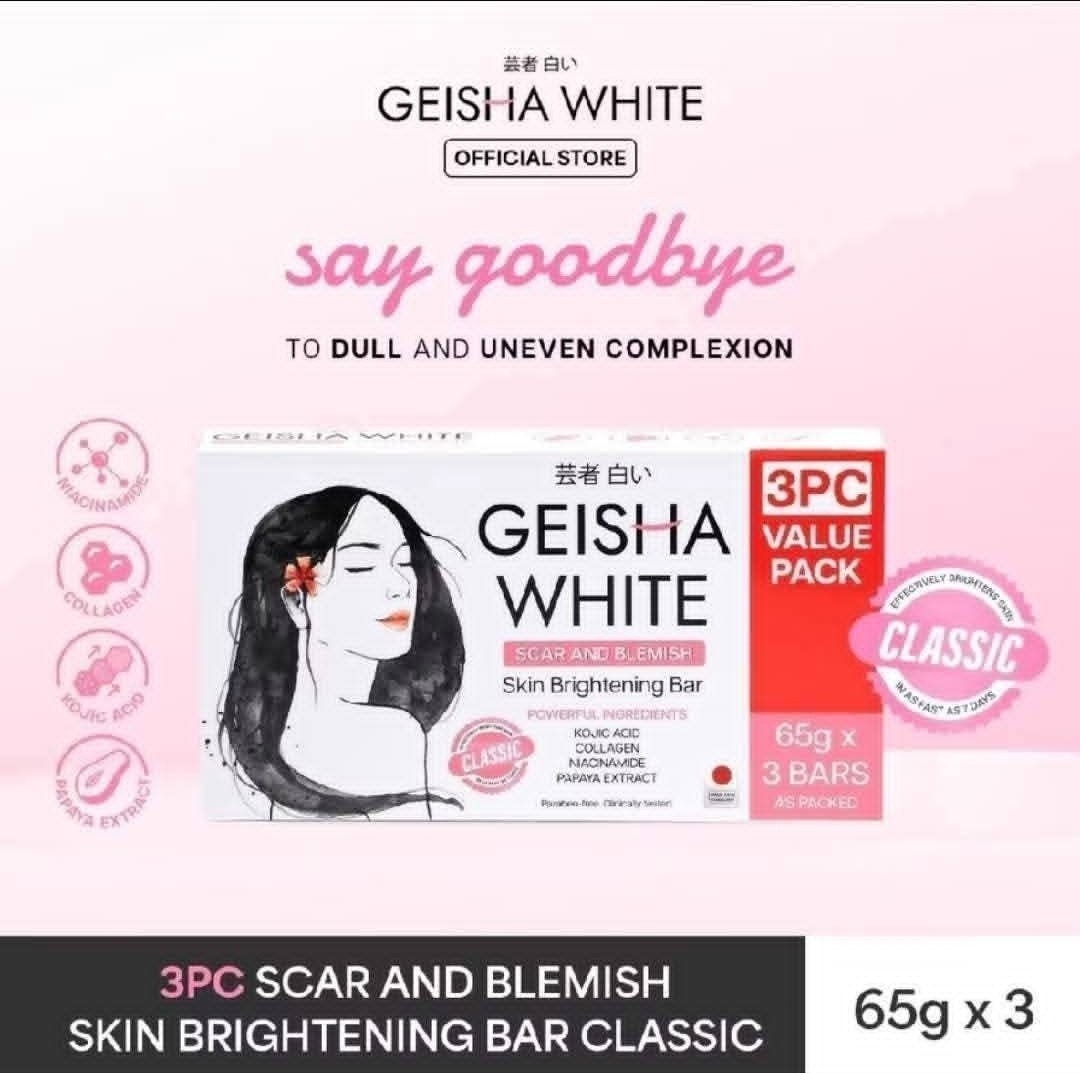 1 Box Geisha White CLASSIC skin Brightening Bar Soap SCAR & BLEMISHES💯👍👌