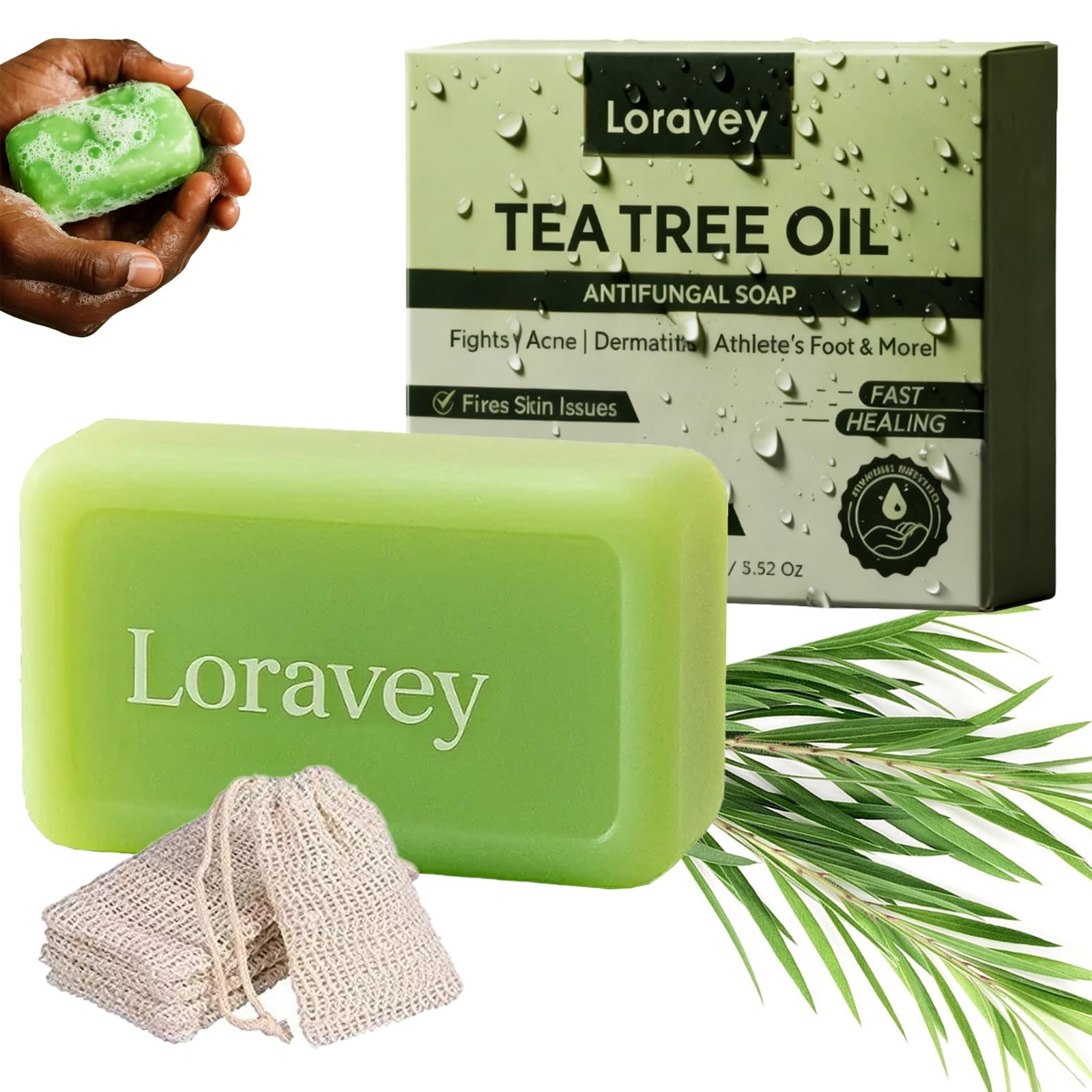 Tea Tree Oil Soap Bar 100g Antifungal Relief Natural Plant-Based – Gently