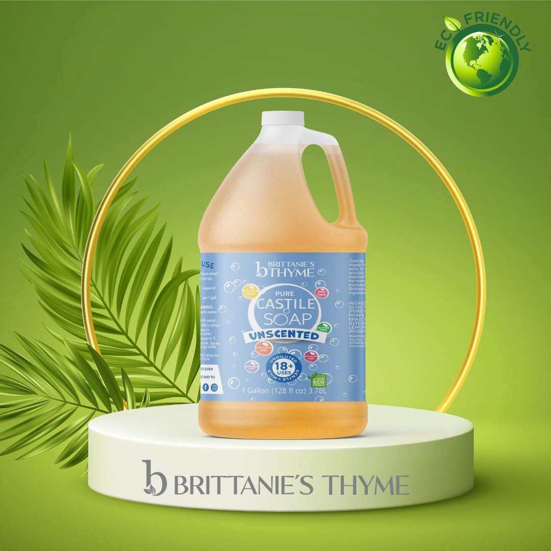 Brittanie’s Thyme Pure Organic Olive Oil Castile Liquid Soap Refill, 1 Gallon |