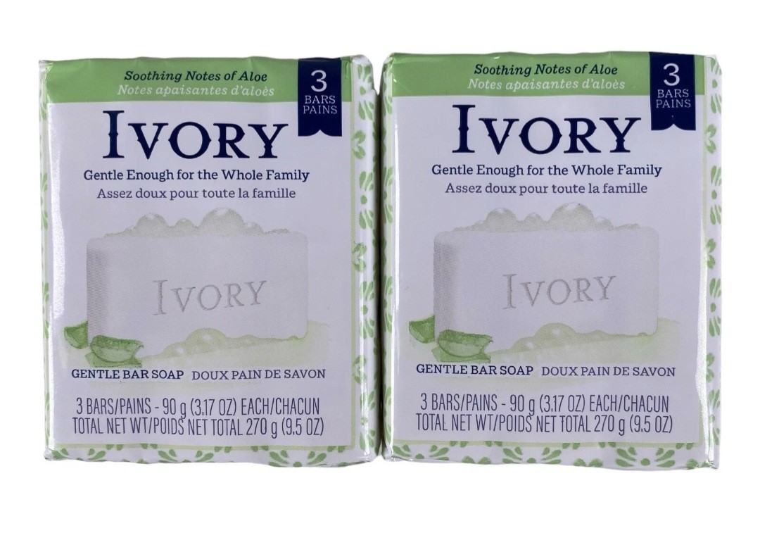 NEW! IVORY (6-BARS) 3.17 Oz. Bars ●NOTES OF ALOE● Pure Safe Clean & Simple 🫧.