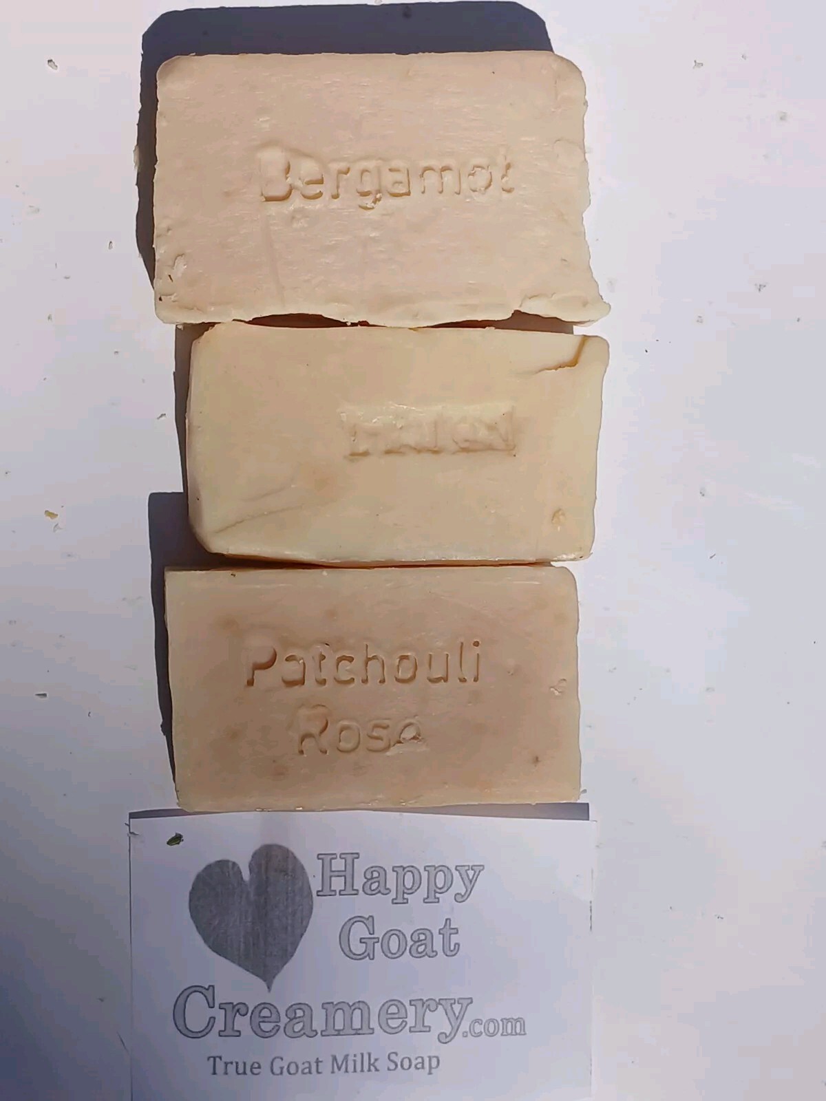 3 BARS CHEAP GOAT MILK SOAP HAPPY GOAT CREAMERY BERGAMOT LEMON PATCHOULI ROSE