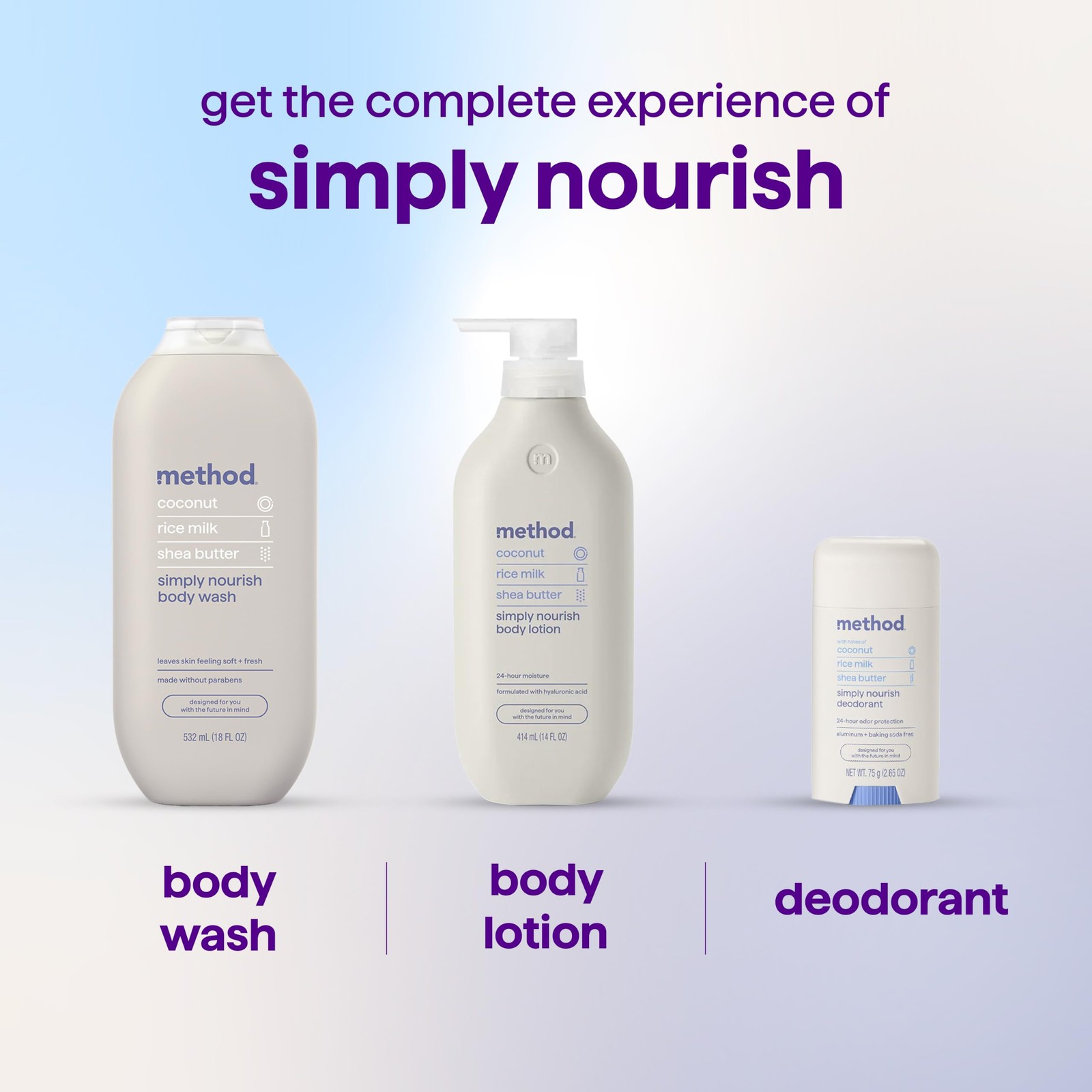 method Body Wash, Simply Nourish – 18 Fl Oz (Pack of 6),