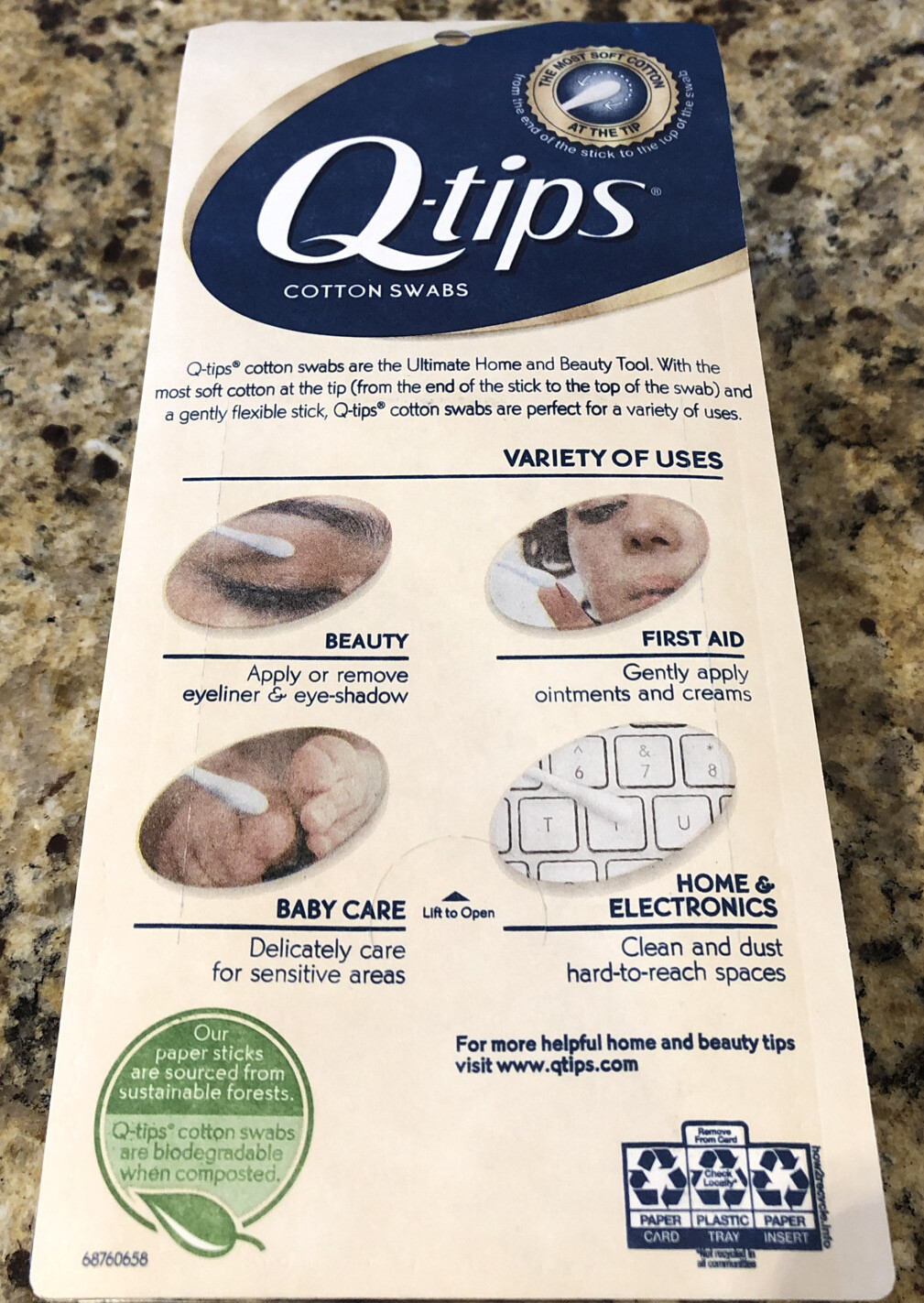 Q-TIPS COTTON SWABS 625 CT Q-TIPS COTTON SWABS. Free Shipping!