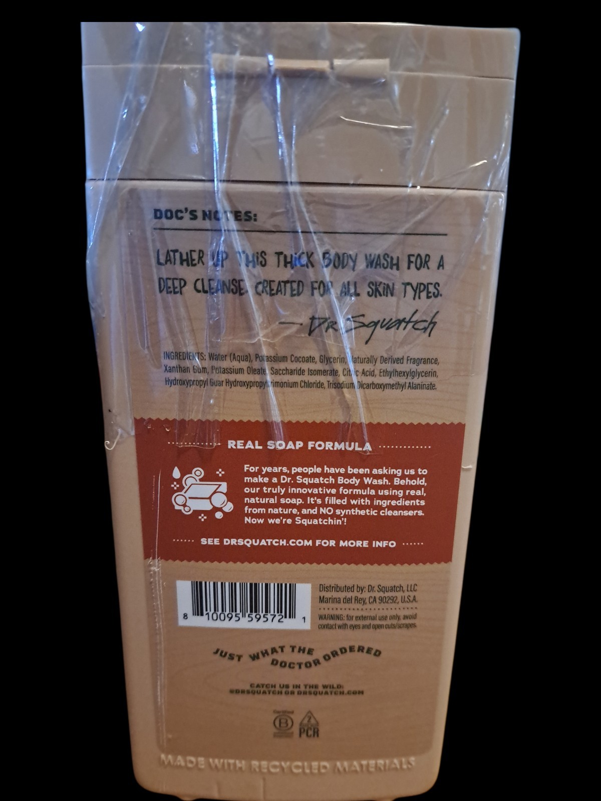 Dr. Squatch Men’s Natural Body Wash – Wood Barrel Bourbon, 14 oz