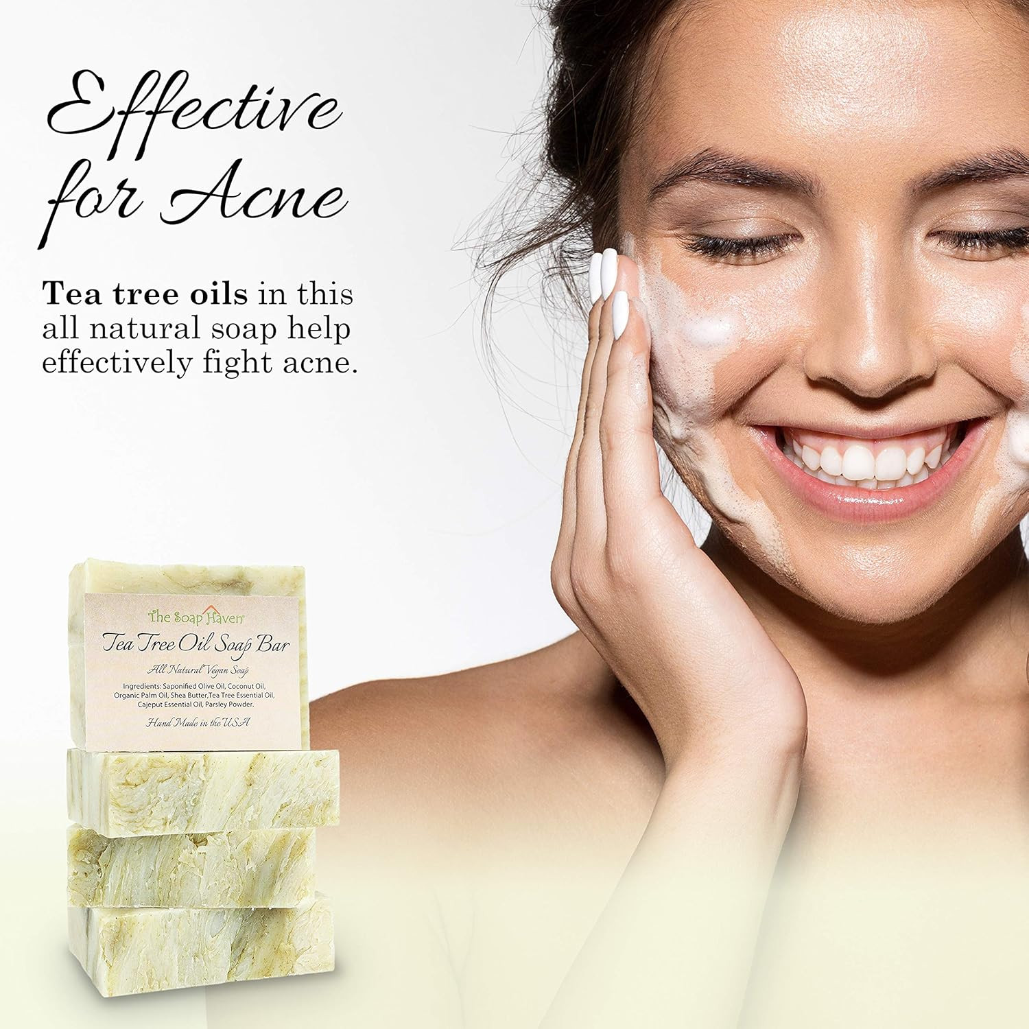 TEA TREE SOAP BAR – 4 Natural Tea Tree Oil Soap Bars for Face, Hand, Foot, Body