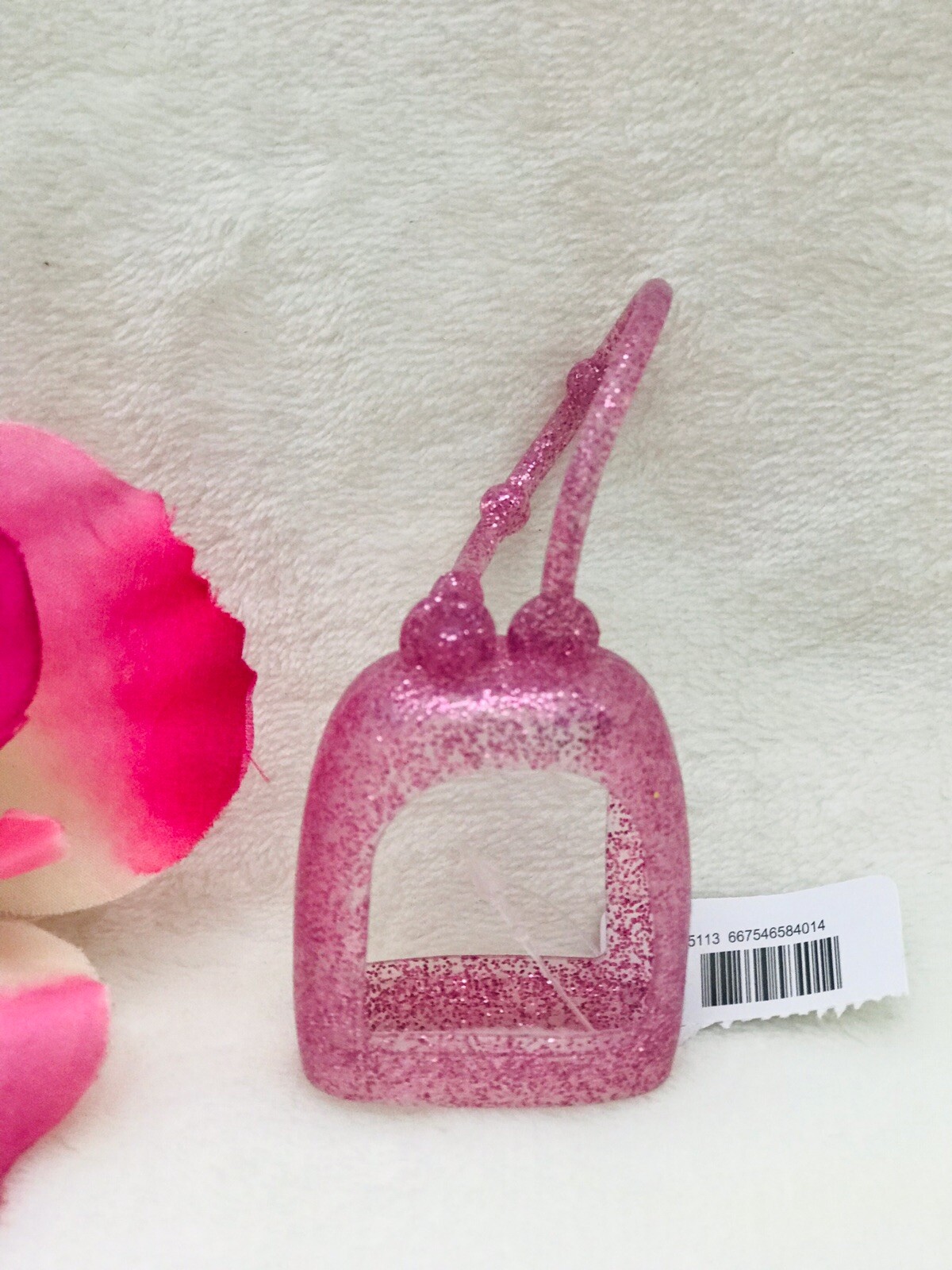 2 Bath Body Works Silver White & Pink GLITTER Pocket Back Holder Case Sleeve NEW