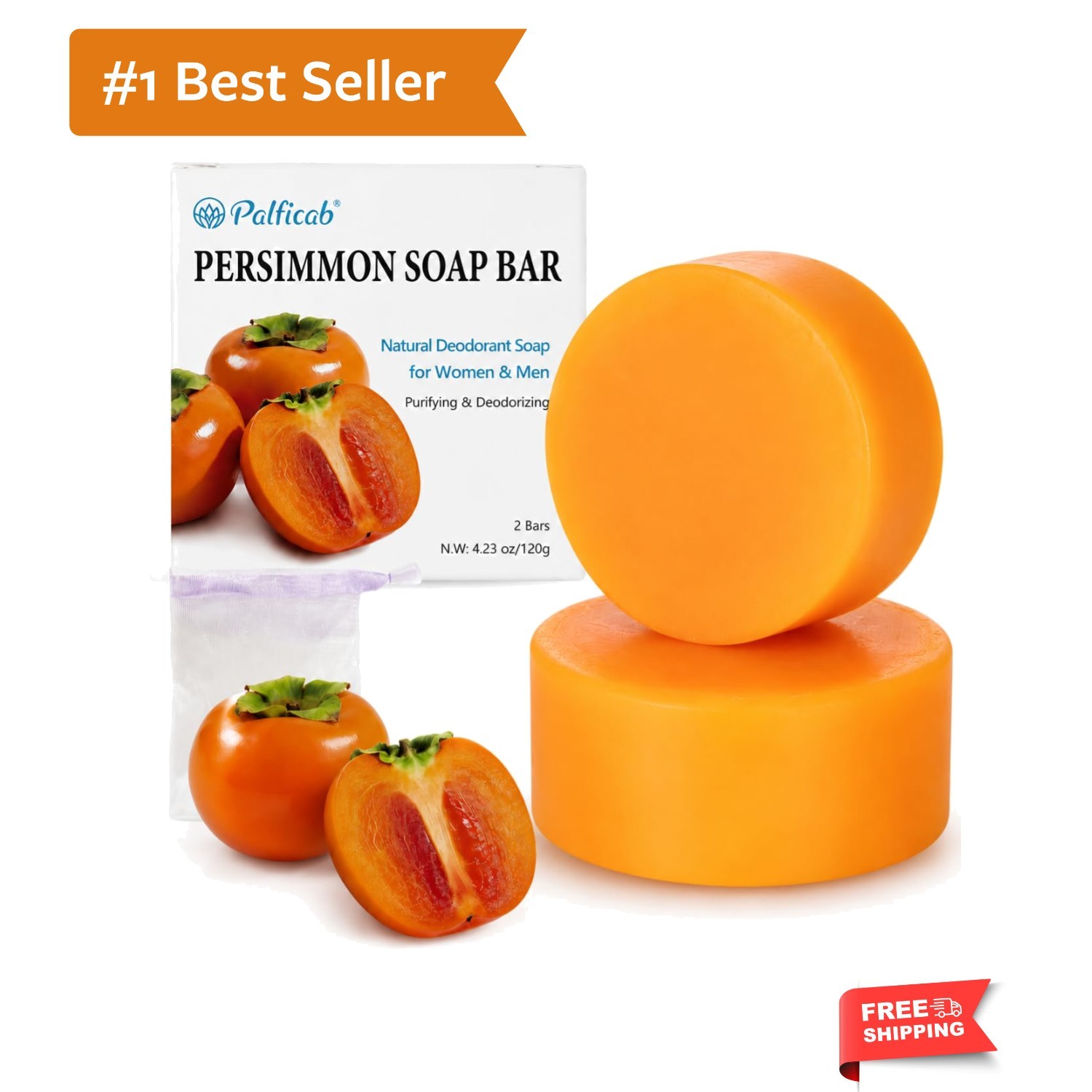 Persimmon Soap for Body Odor and Aging Odor | Deodorizing Soap for Women & Me…