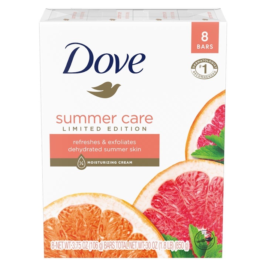 8 Bars DOVE SUMMER CARE Moisturizing Cream Bar Soap LIMITED EDITION 3.75oz