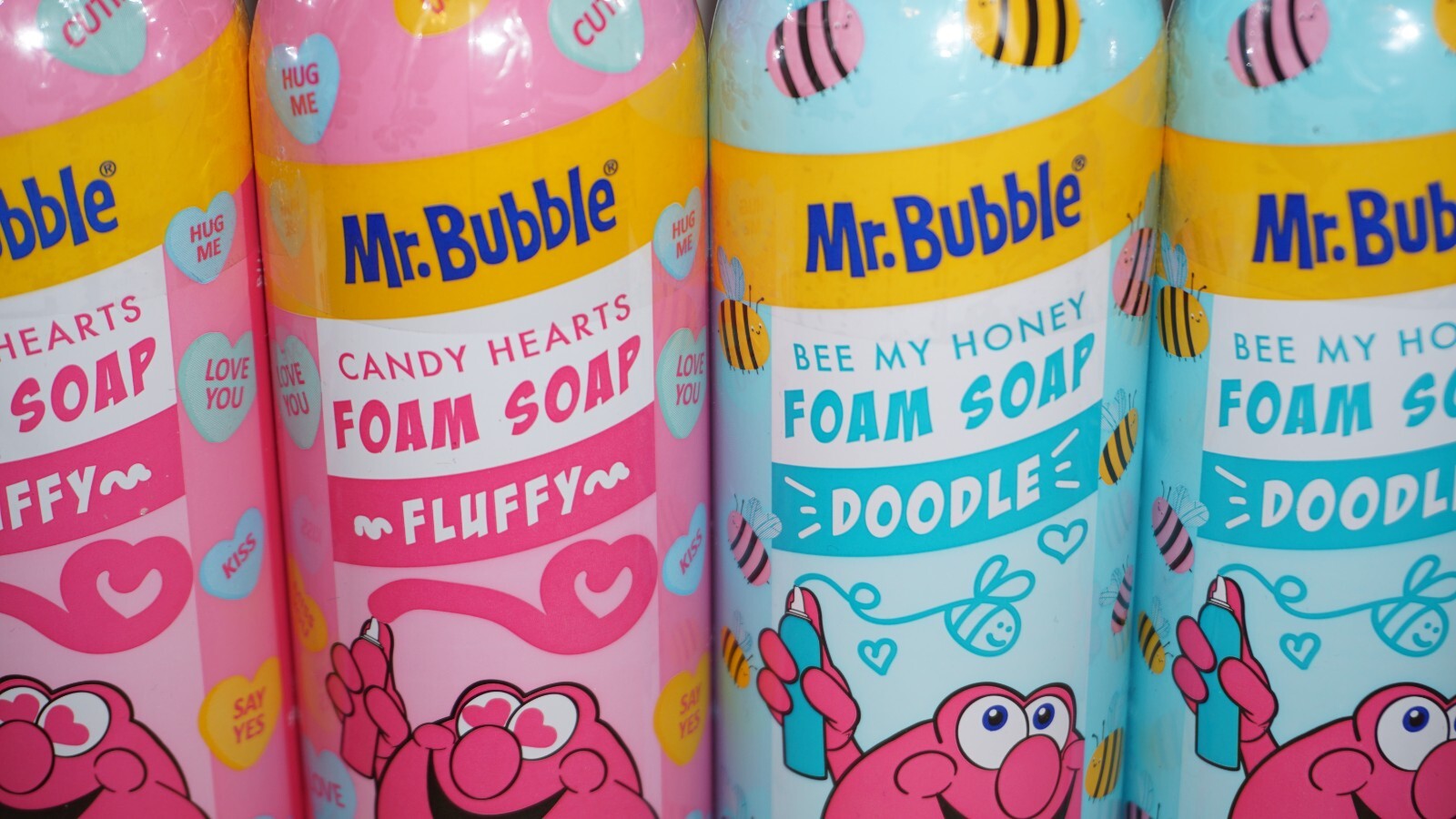 4x Mr. Bubble Foam Soap Doodle Bee My Honey Candy Hearts Sensory Bath Play