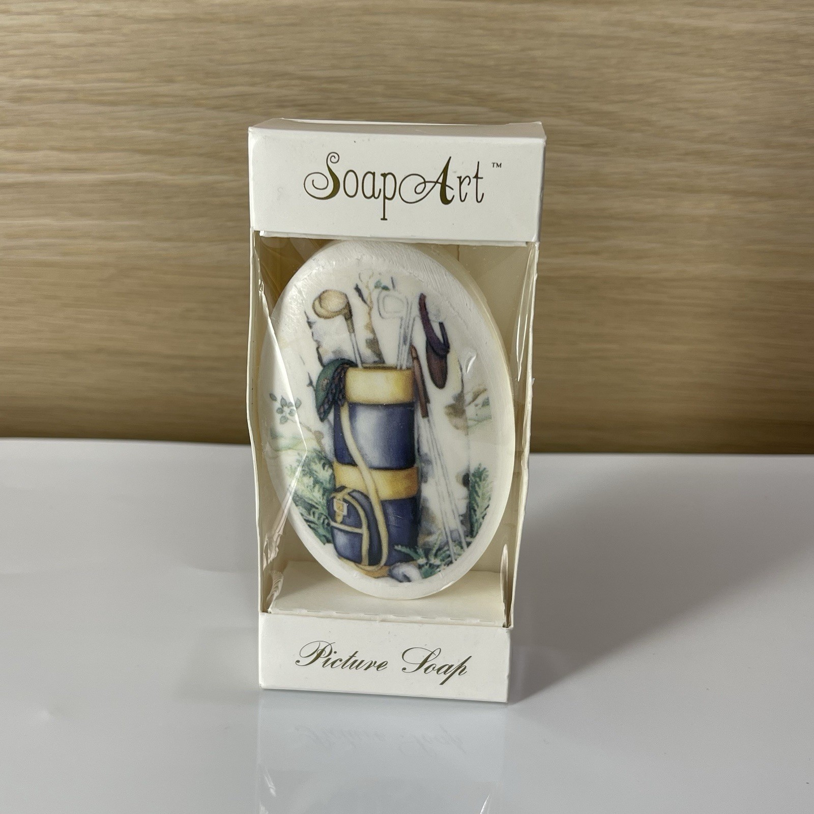 Vintage Soap Art Golf Theme Picture Soap Bar New In Box Retro Bathroom Decor