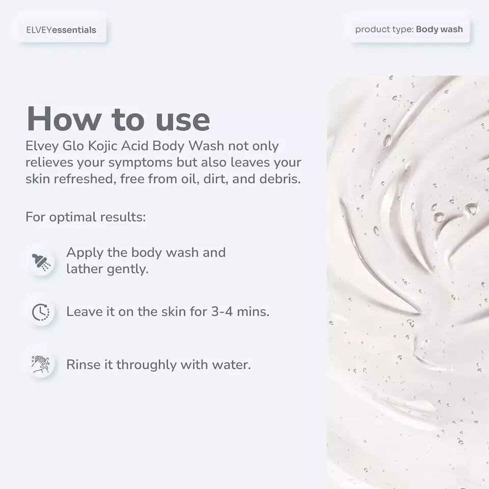 Elvey Essentials Glo 2% Kojic Acid Body Wash Tan Removal & Glow (200ml)