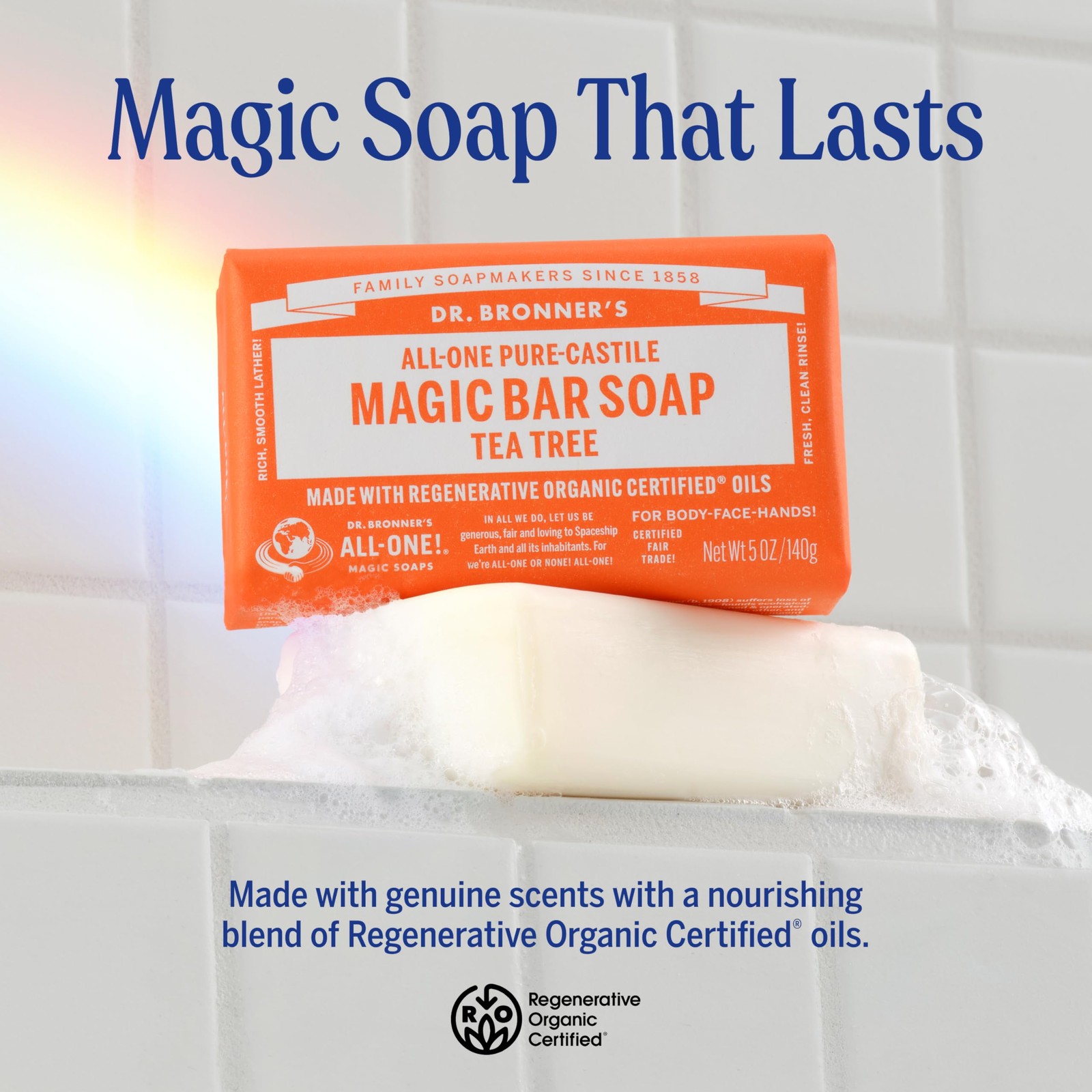 Castile Bar Soap Tea Tree Gentle Vegan 5oz 12 Pack Body Face Hair