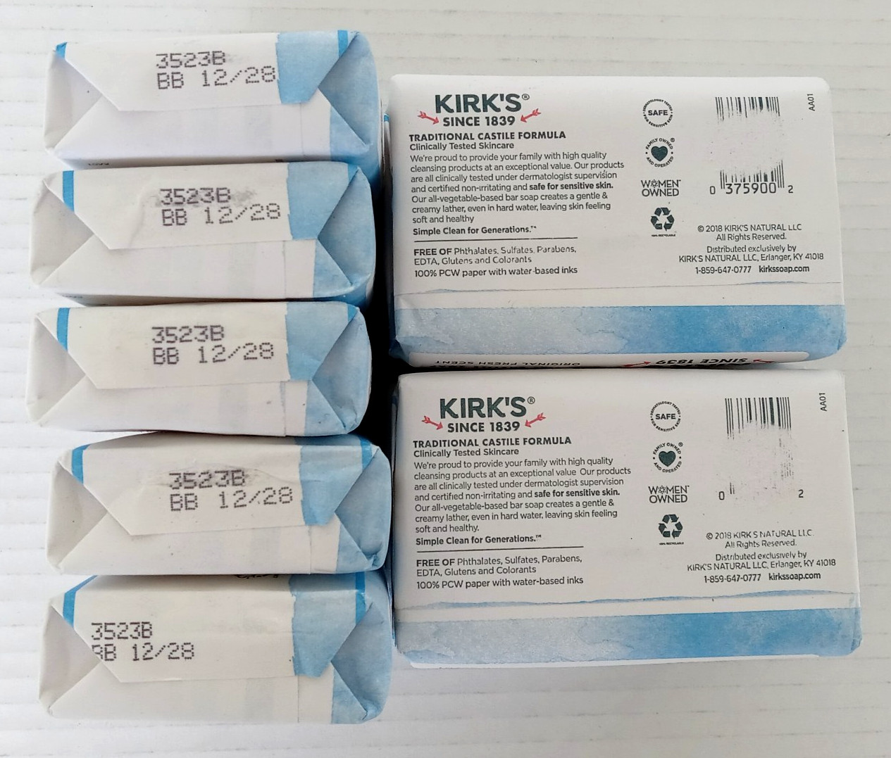 11 Bars Kirks Fresh Scent Castile Bar Soap 100% Coconut Gentle 4ozx11 Bars Kirks