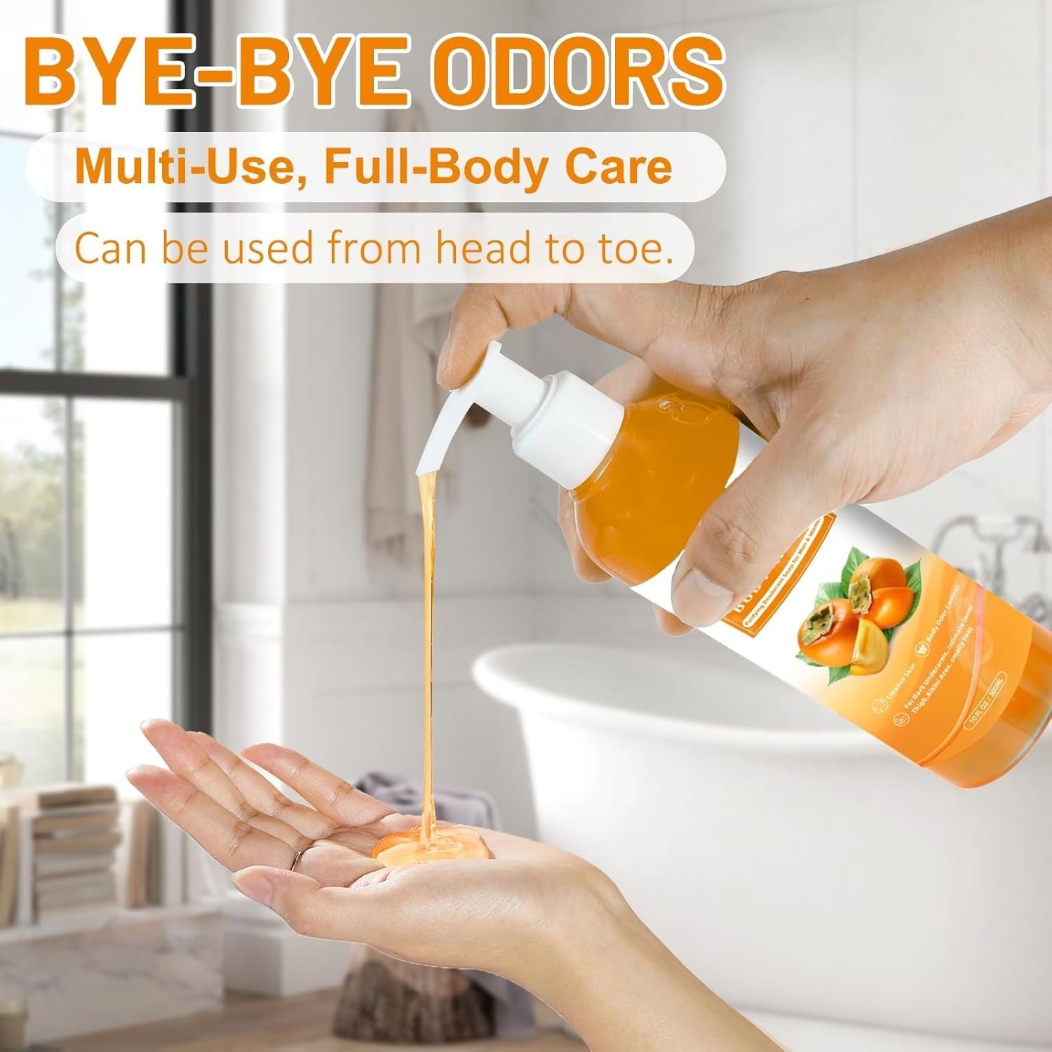 Persimmon Body Wash for Old People Smell, Natural Deodorant Bar Soap for Strong