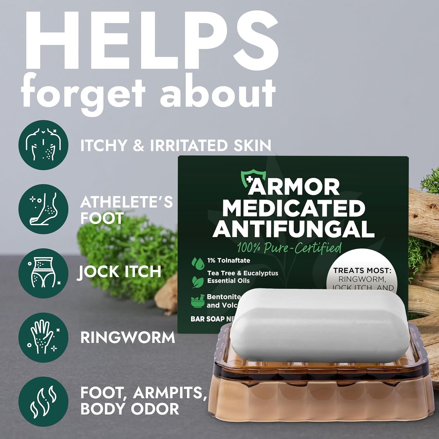 Armor Medicated Antifungal Soap 2 Pack w/ Case | 1% Tolnaftate for Jock Itch …