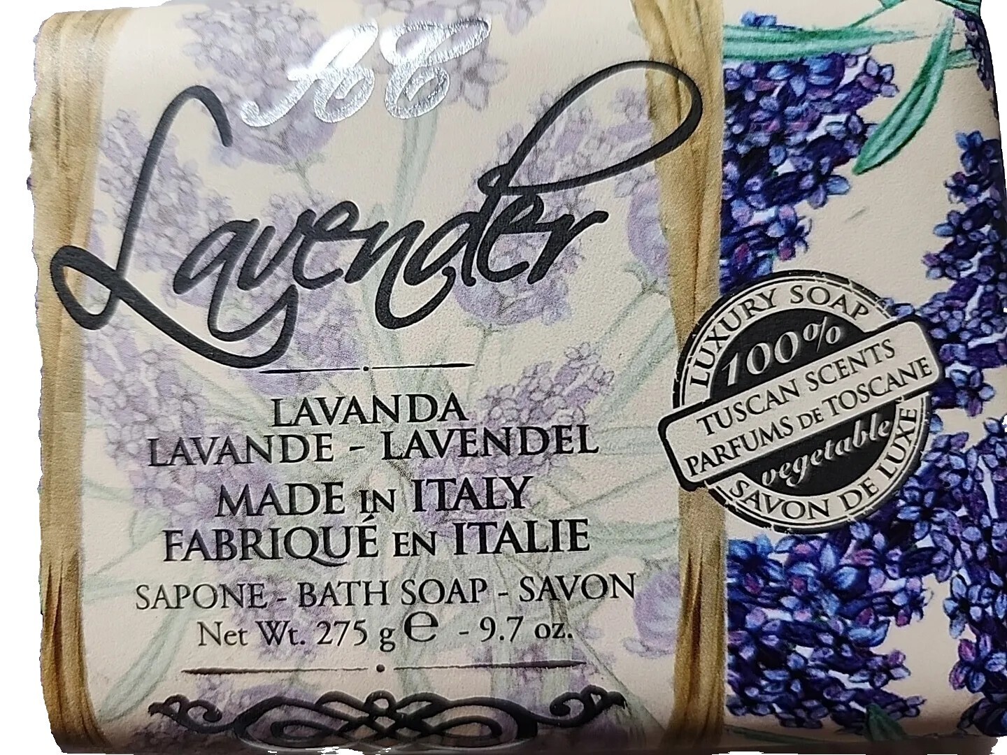 Italian Luxury Bar Soap Blooming Lavender scented large 9.7oz size TUSCAN SCENTS