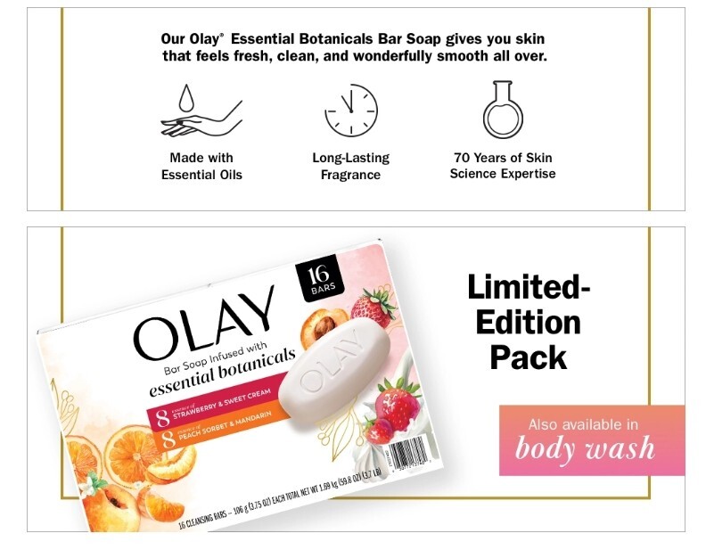 Olay Essential oil Infused Botanical Bar Soap, 3.75 oz 16 Bars
