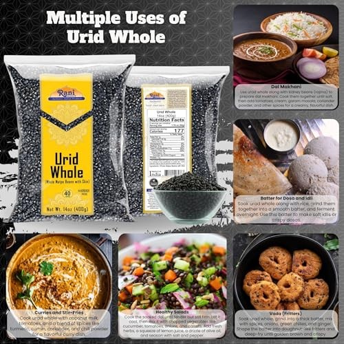 Rani Urid/Black (Matpe Beans with Skin) Indian 14 Ounce (Pack of 1) Urad Whole