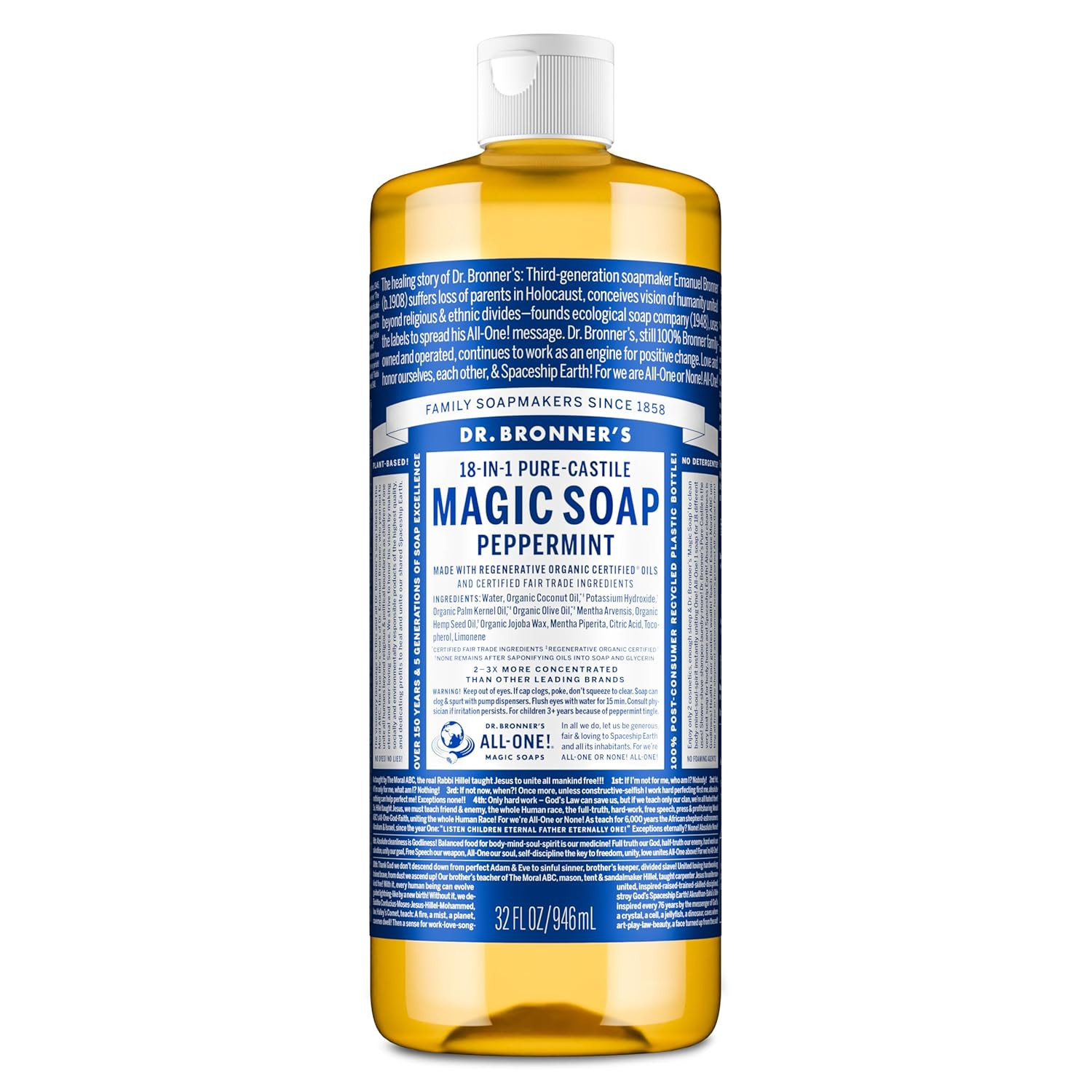 Pure-Castile Magic Liquid Soap – Made with Regenerative Organic Certified Oils-