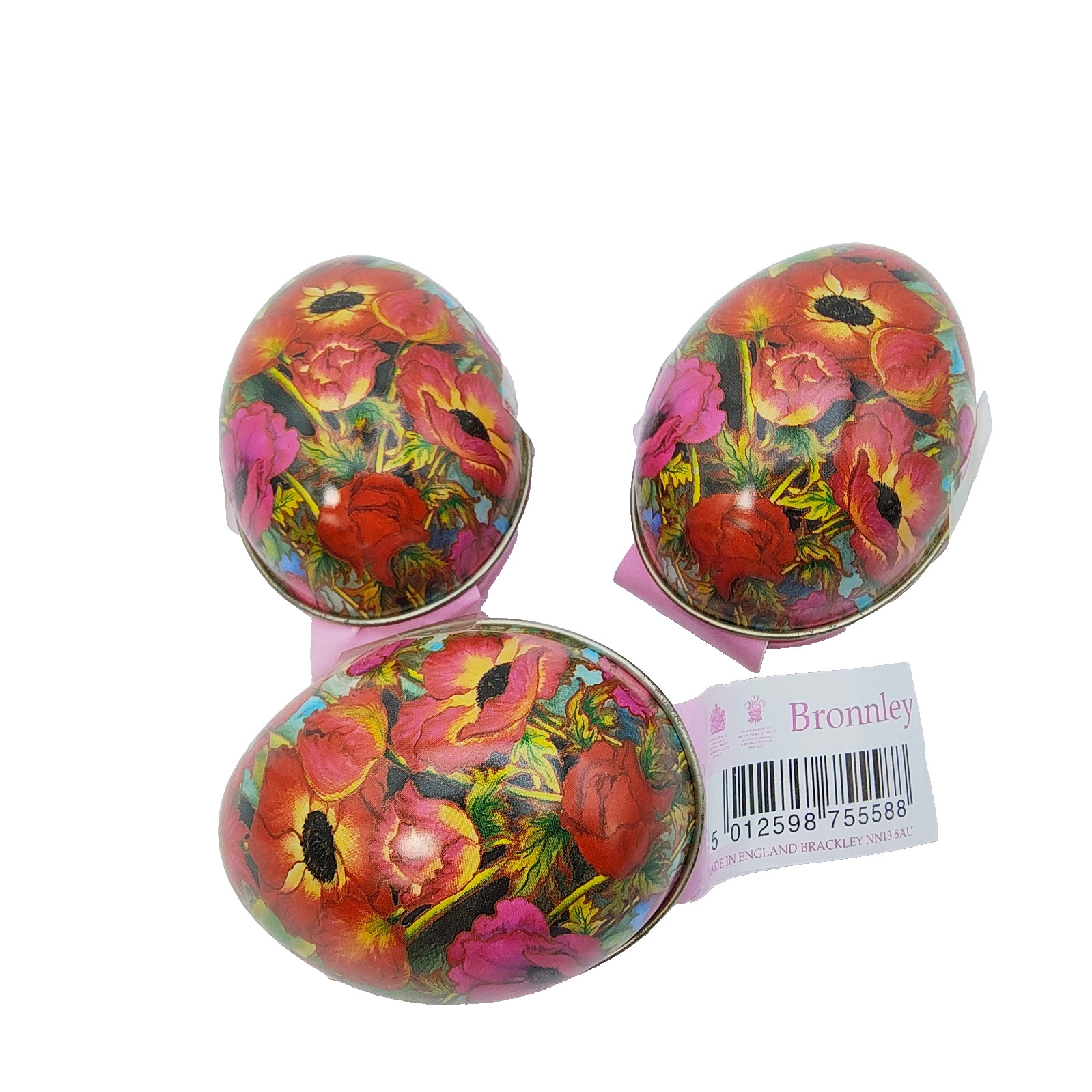Bronnley’s Easter Egg Soap Set of 3 White Iris 50g Floral Poppy Flower England
