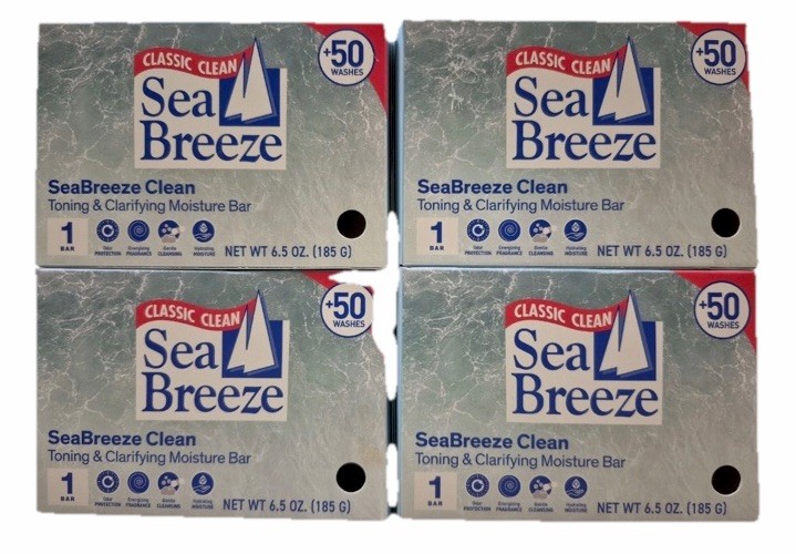 Sea Breeze Classic Clean Toning Clarifying Moisture Bar 6.5 oz each Lot Of 4 New