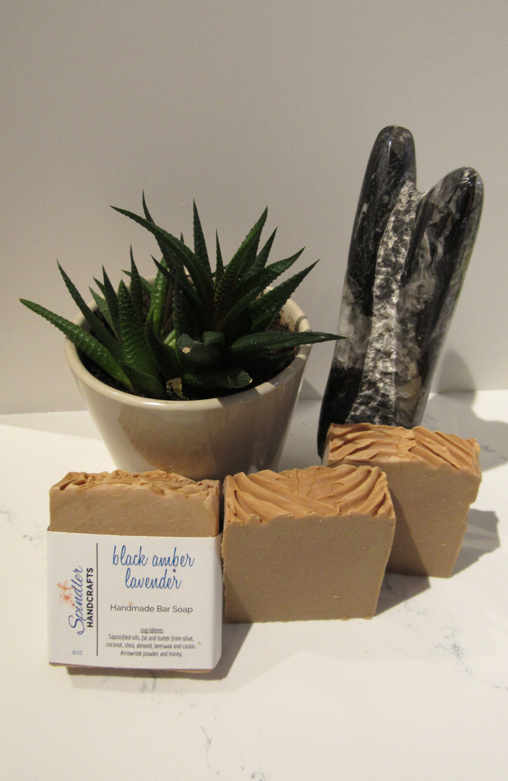 BLACK AMBER LAVENDER – Moisturizing Handmade – Homemade Clay Bar Soap, wt. 4oz
