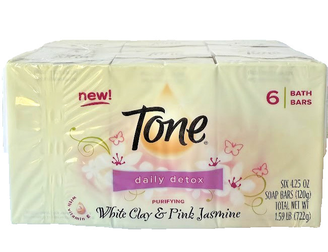 Tone Daily Detox Purifying White Clay & Pink Jasmine 6Bath Bars 4.25 oz Each