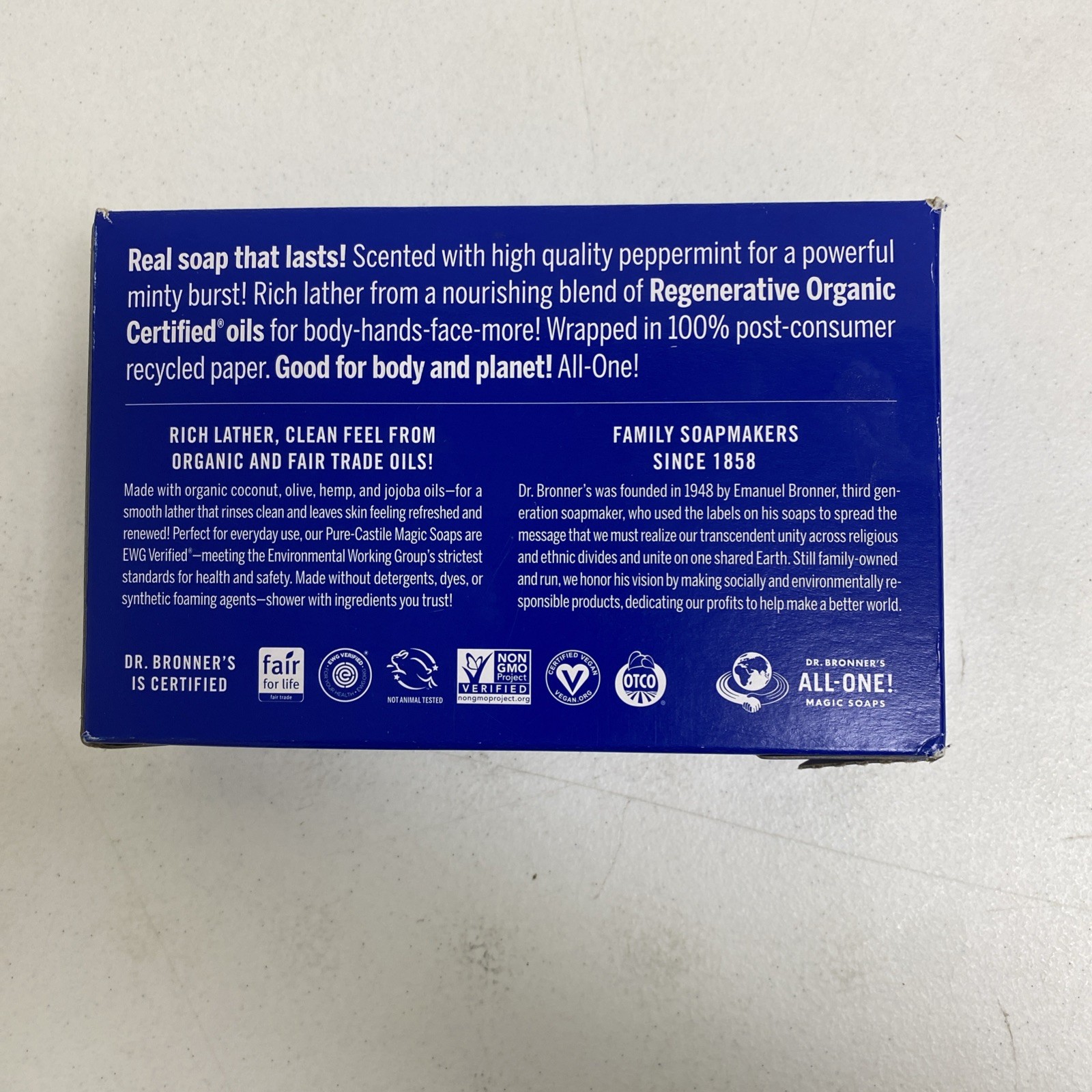 Dr. Bronner’s All-One Pure-Castile Peppermint Magic Bar Soap 6-Pack 5 oz Bars