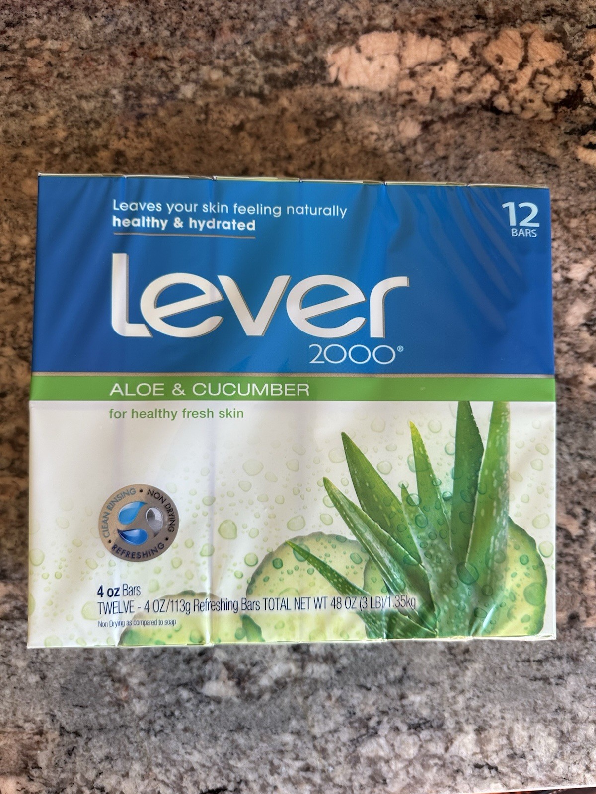 Lever 2000 Aloe & Cucumber 12 Bar Pack 4OZ Each Bar/ 48OZ Total BRAND NEW