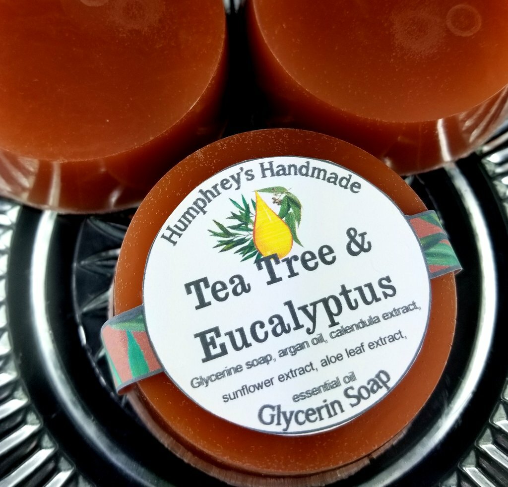 TEA TREE & EUCALYPTUS Soap Unisex Men’s Shave Shampoo Beard Wash Round Acne Bar