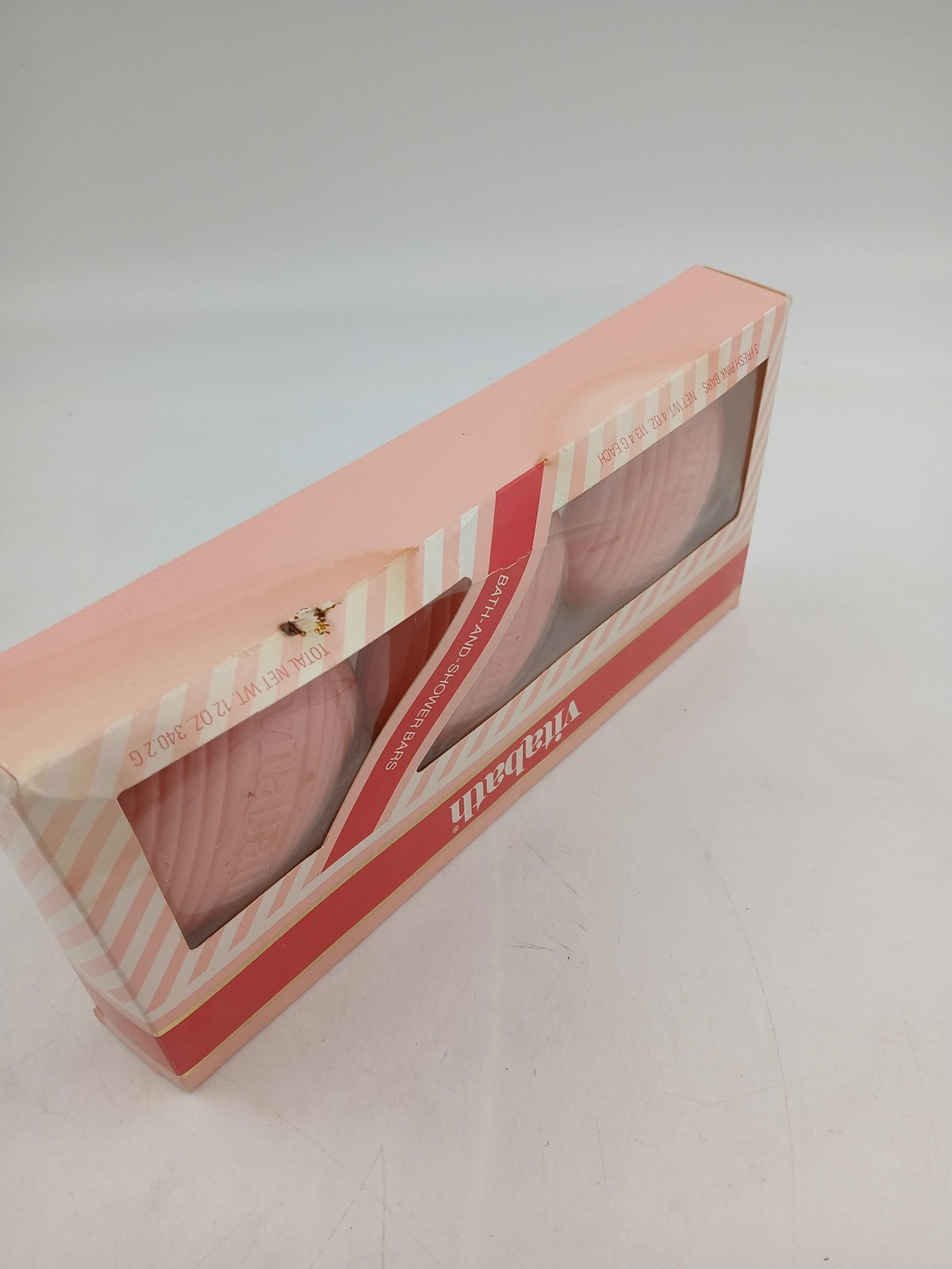 VTG Vitabath Fresh Pink Bath & Shower Bars 12oz 3 Pack Soap + Buf-Puf Sponge Set