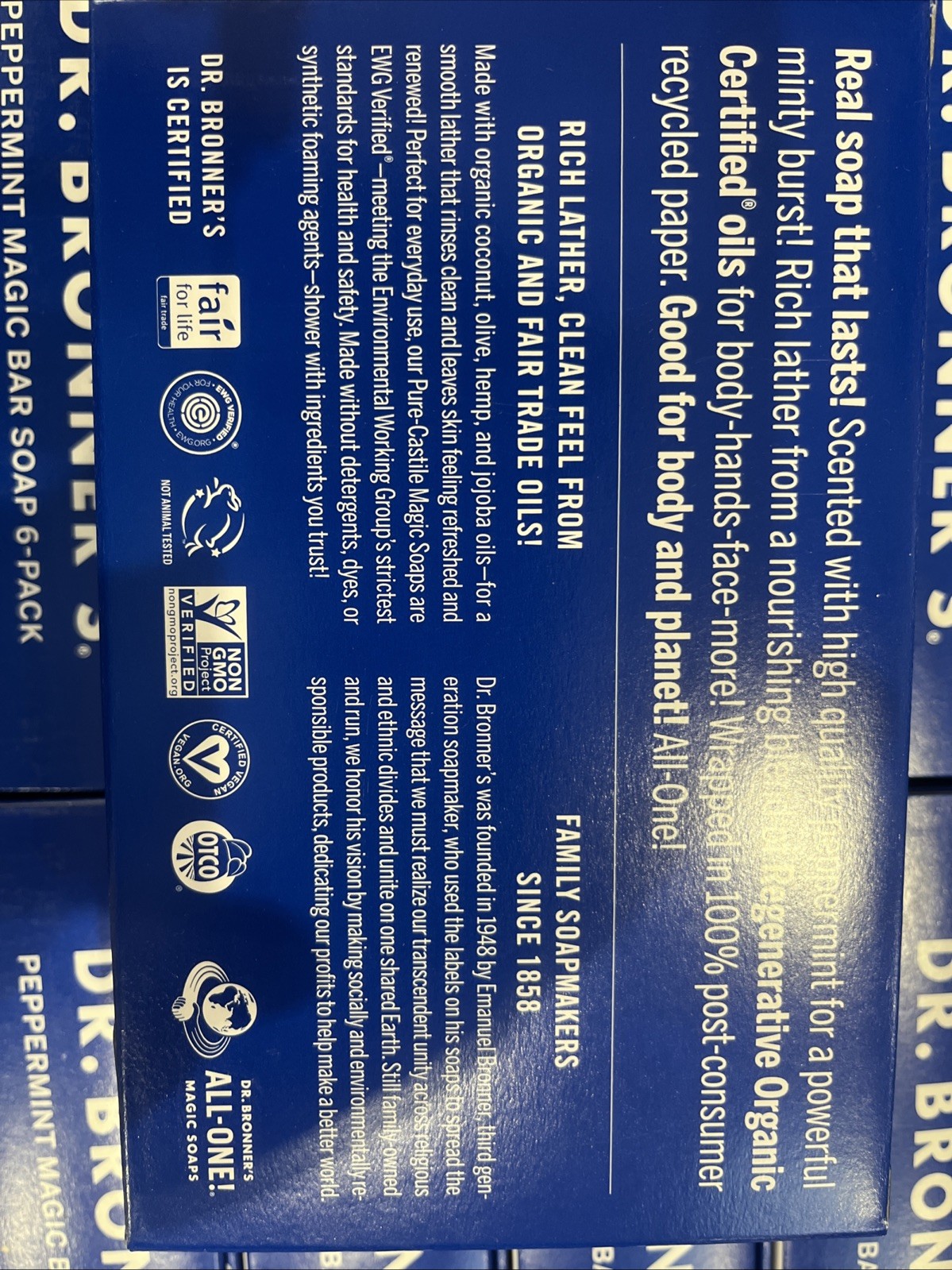 Dr. Bronner’s All-One Pure-Castile Peppermint Magic Bar Soap 6-Pack 5 oz Bars