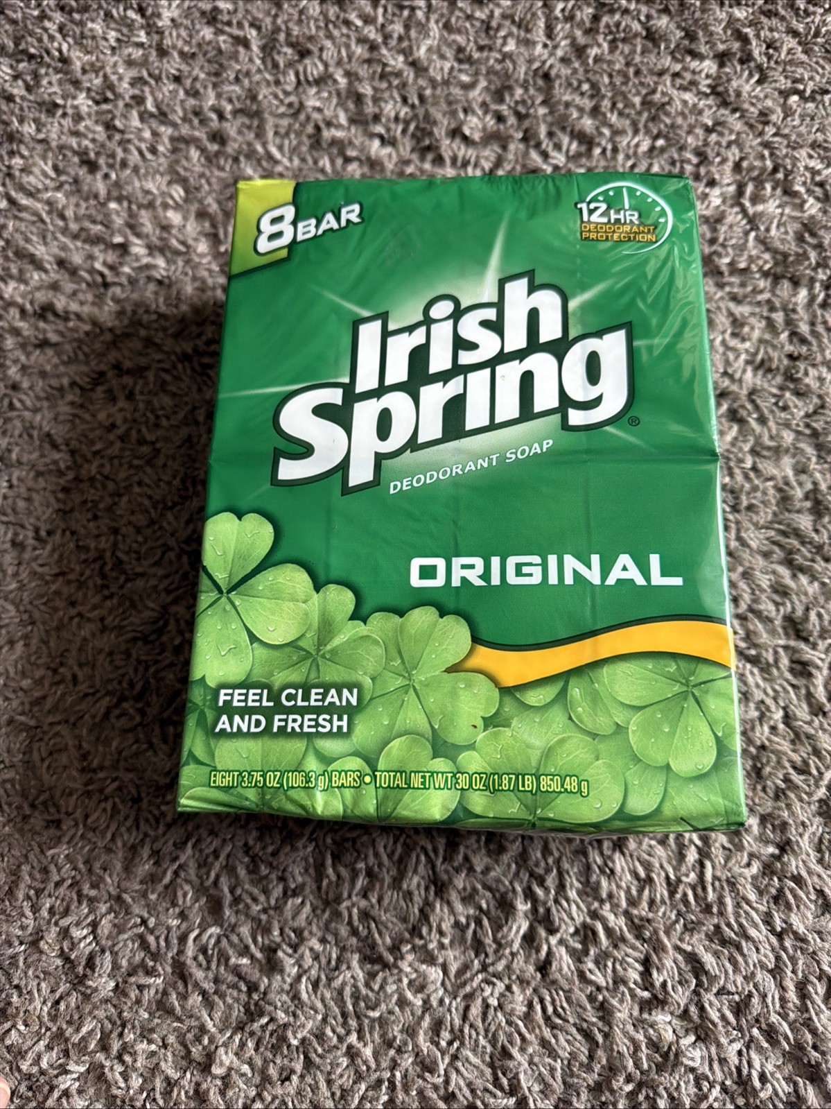 New Irish Spring Original 8 Bar Soap Pack 3.75 Oz 12 Hr Protection Clean Fresh