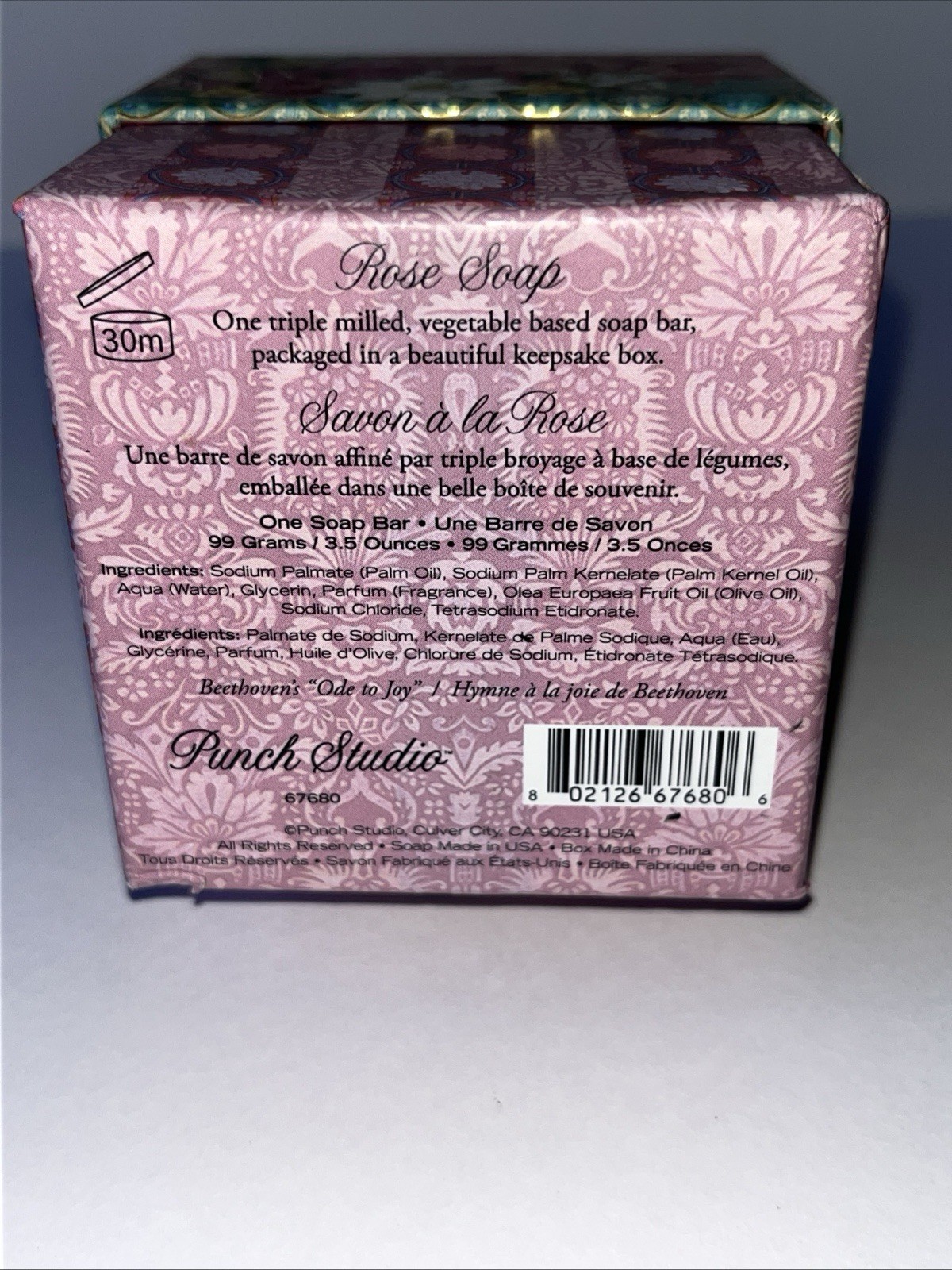 New Punch Studio Rose Soap Music Box Ode To joy